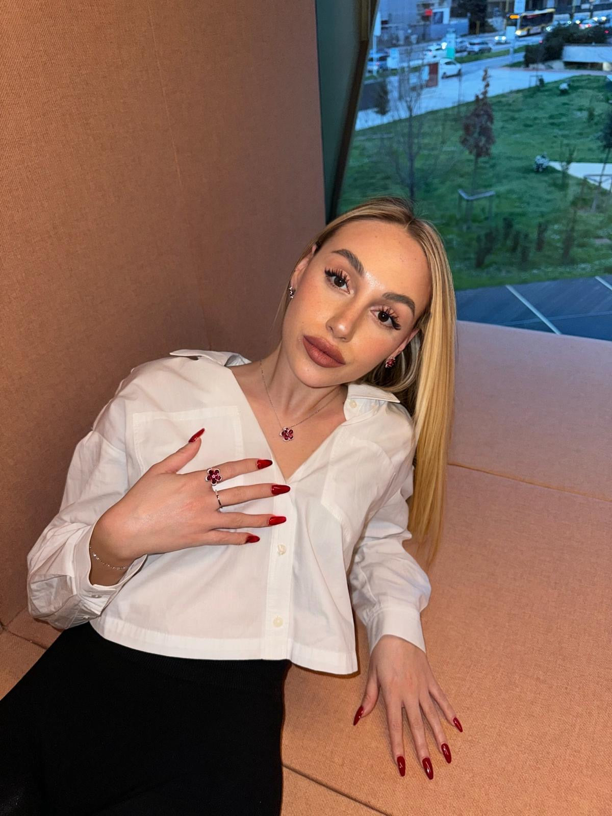 Fuchsia Flower Silver Necklace