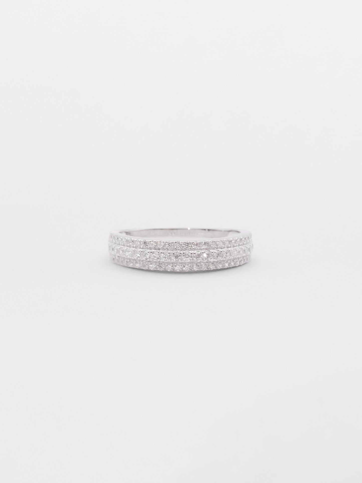Anello Regolabile Argento Semi-Eternity Pavé
