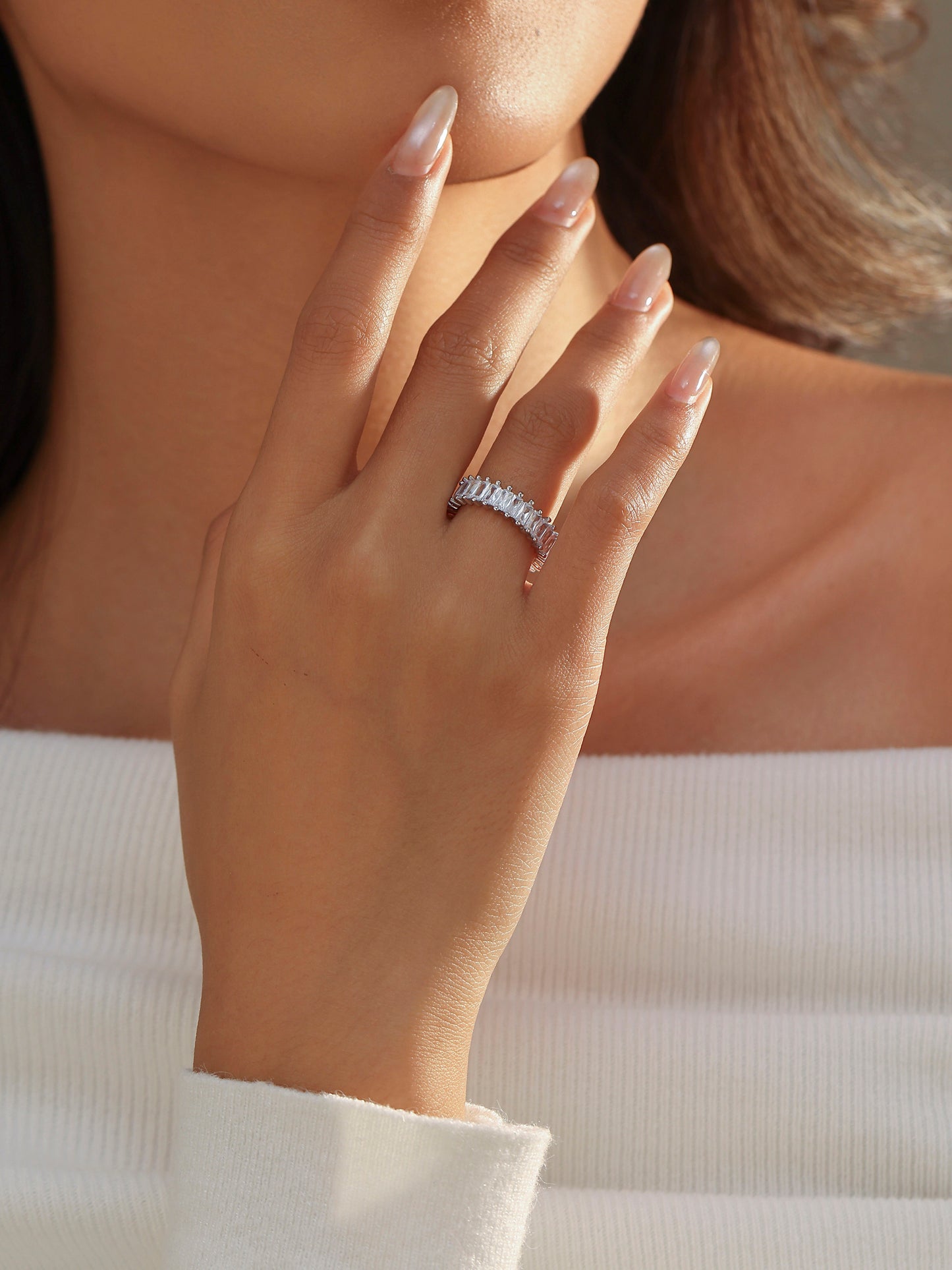 Anello Argento Eternity Baguette