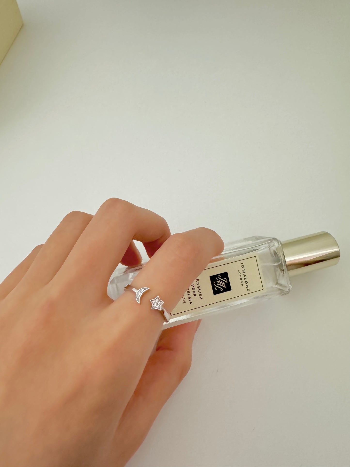 Moon and Star Silver Ring