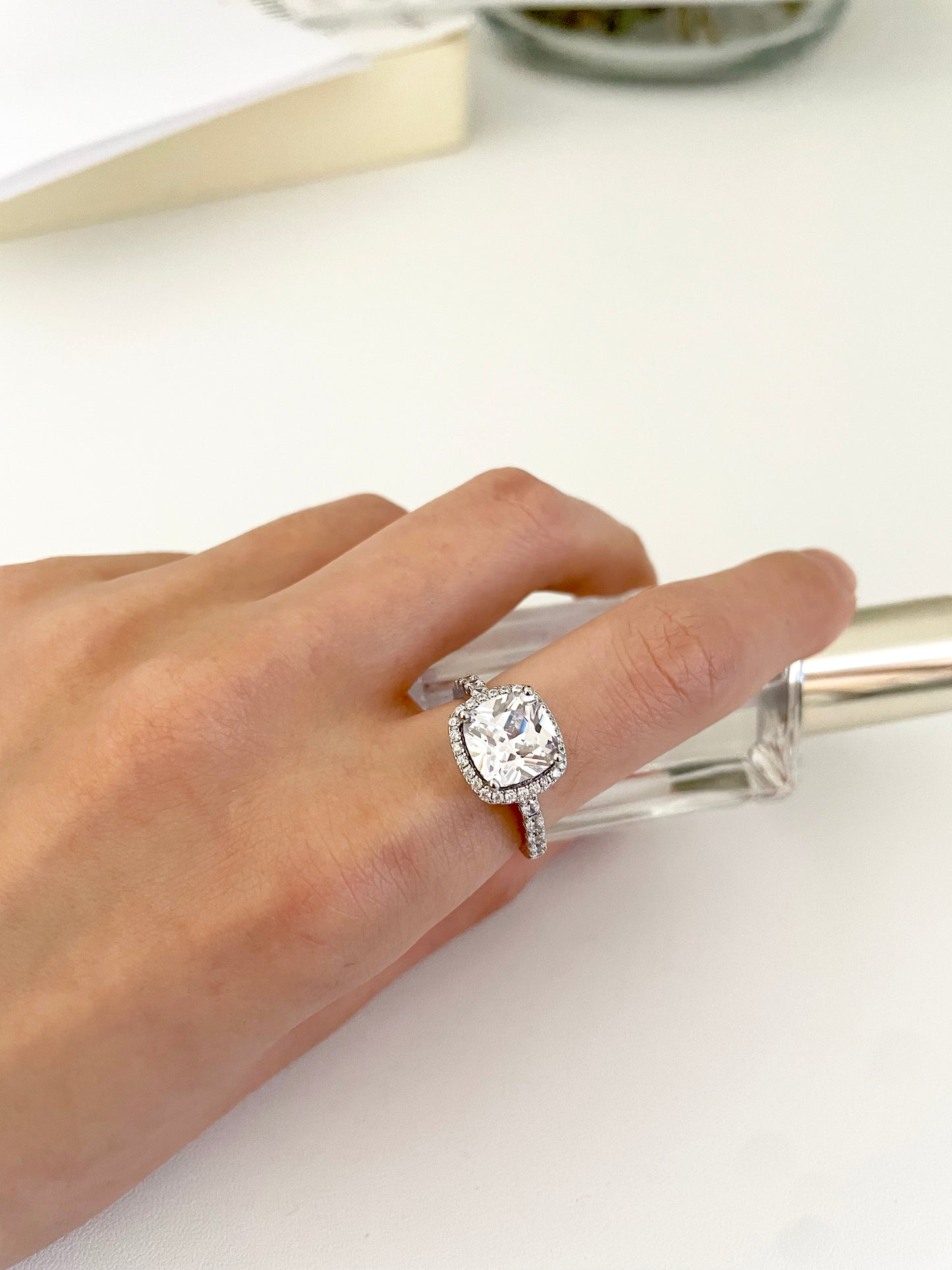 Silver Ring Square Light Point