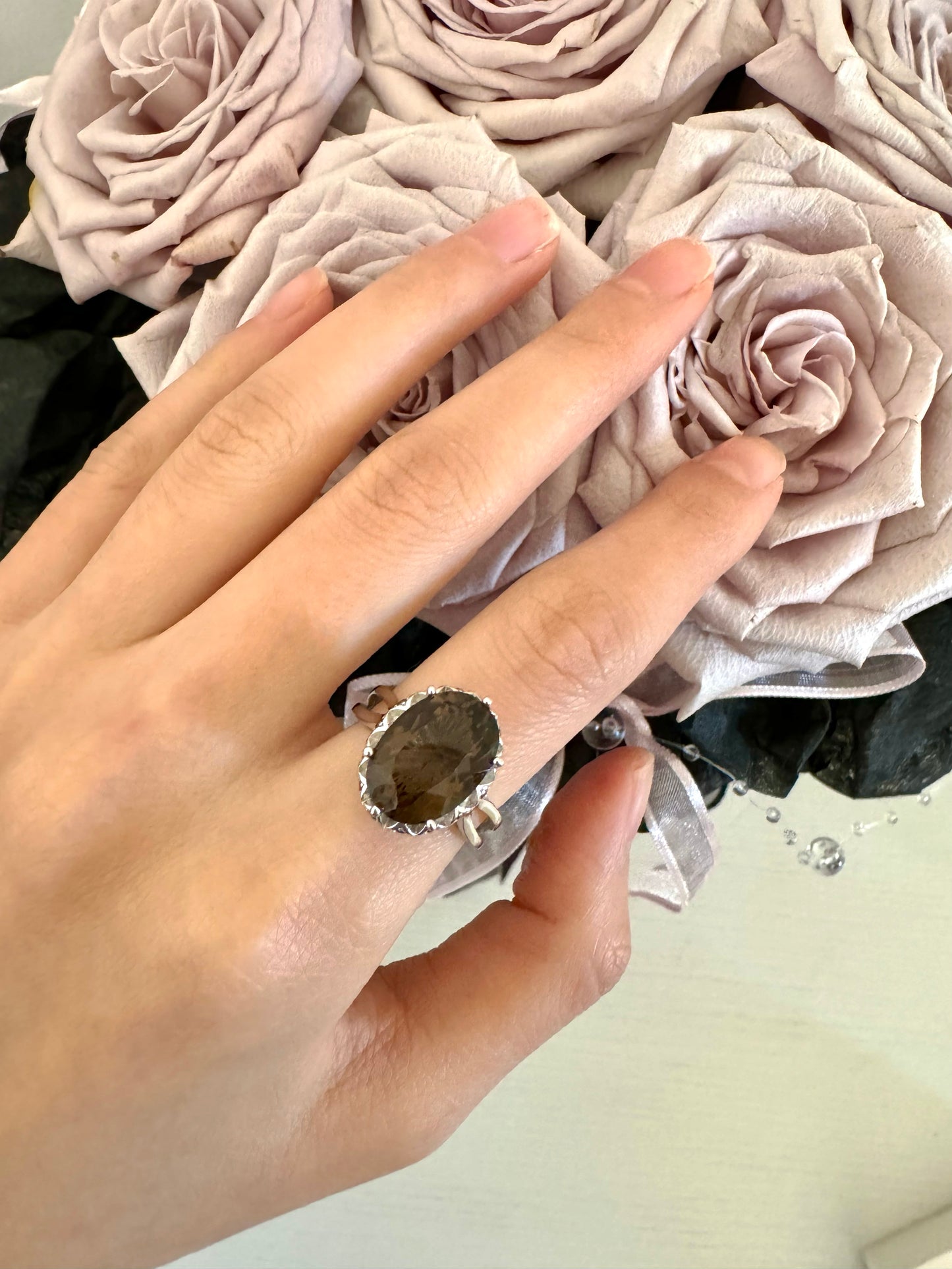 Silver Ring with Smoky Quartz