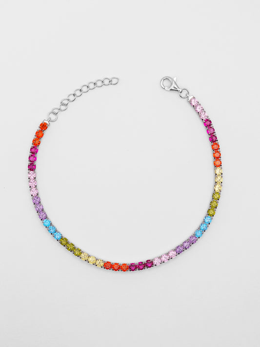 Bracciale Tennis 3mm Argento Rainbow