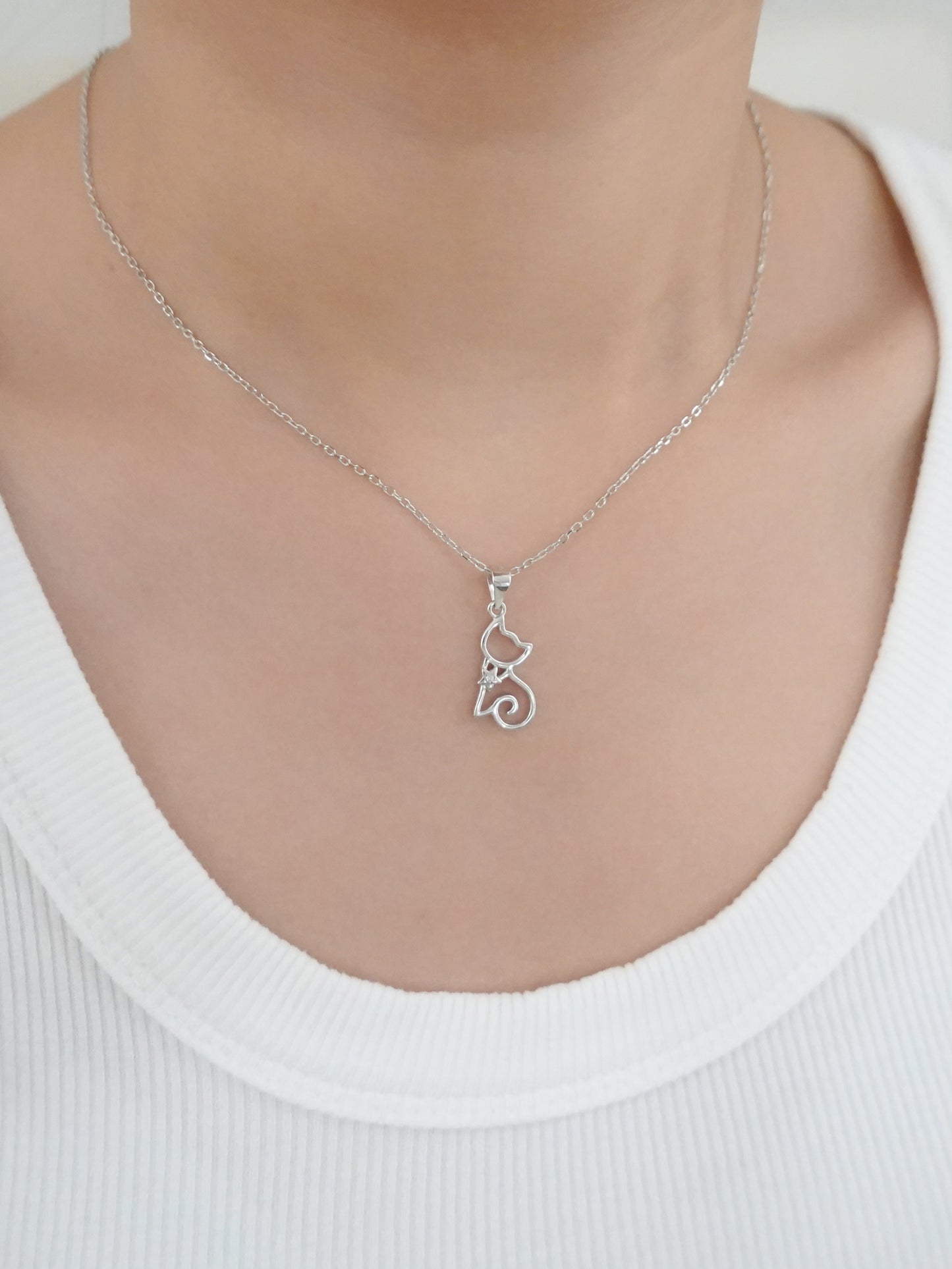 Silver Cat Necklace