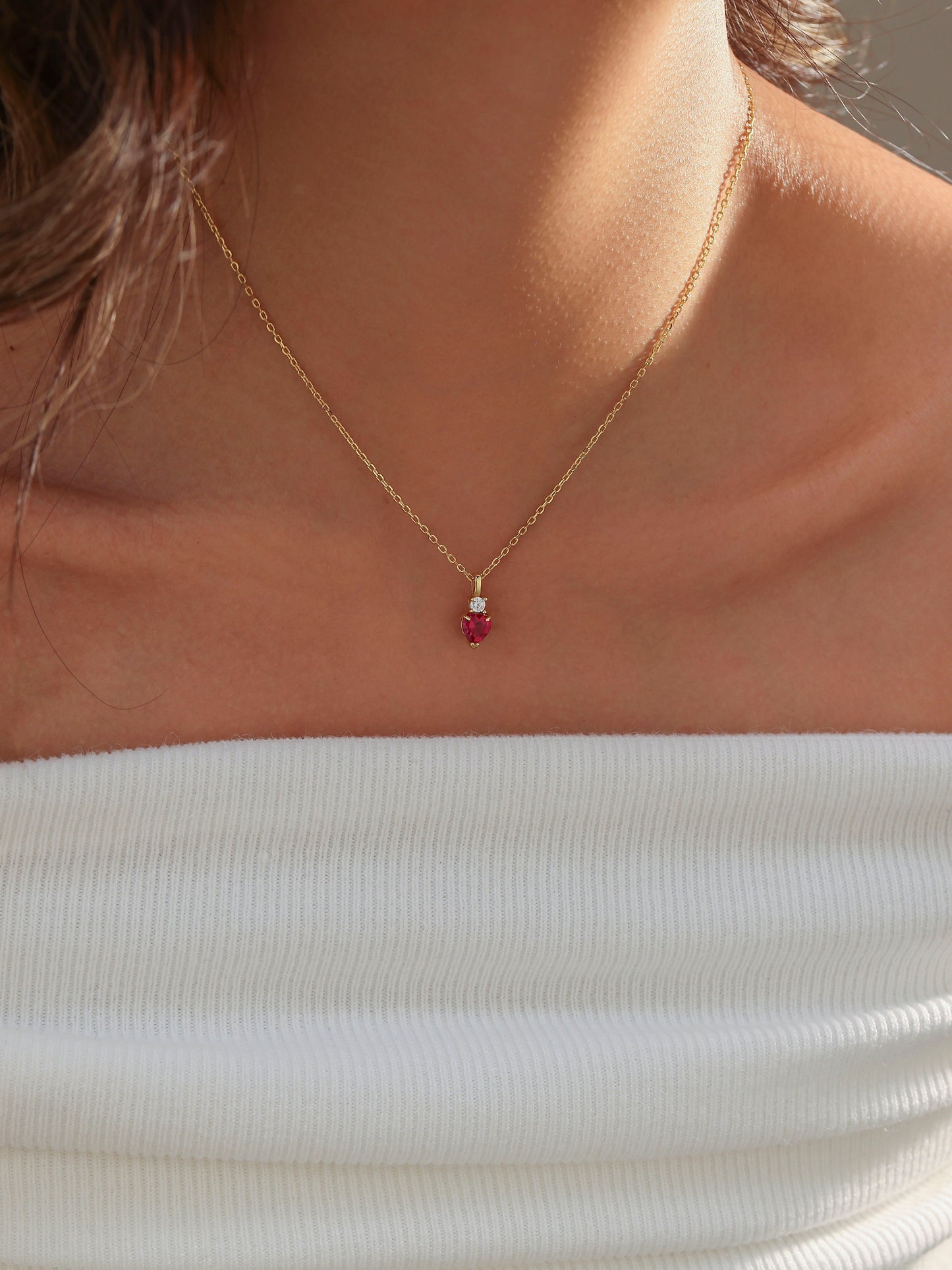 Collana Argento Cuore di Luce-Rosso