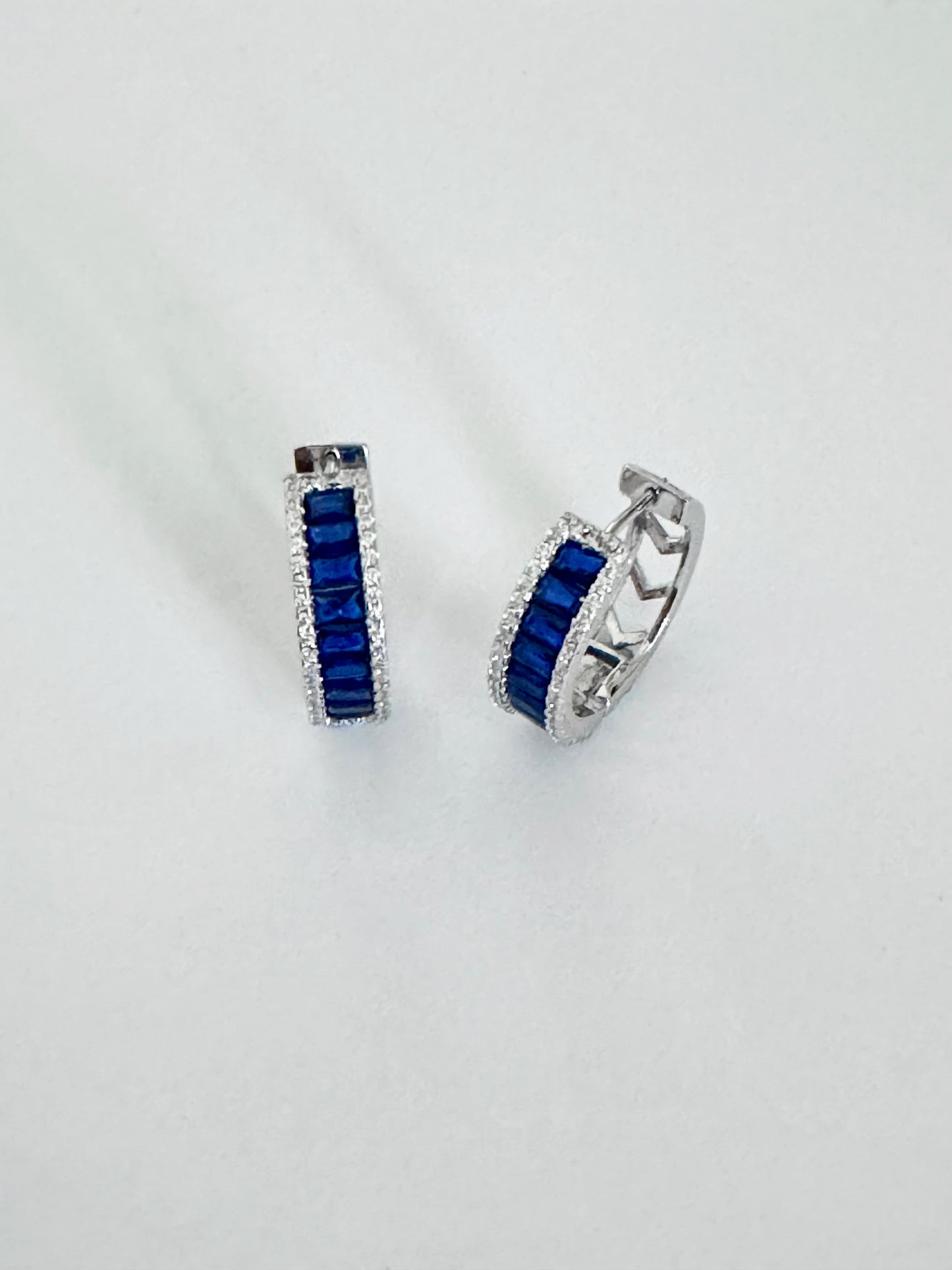 Hoop Earrings Silver Blue