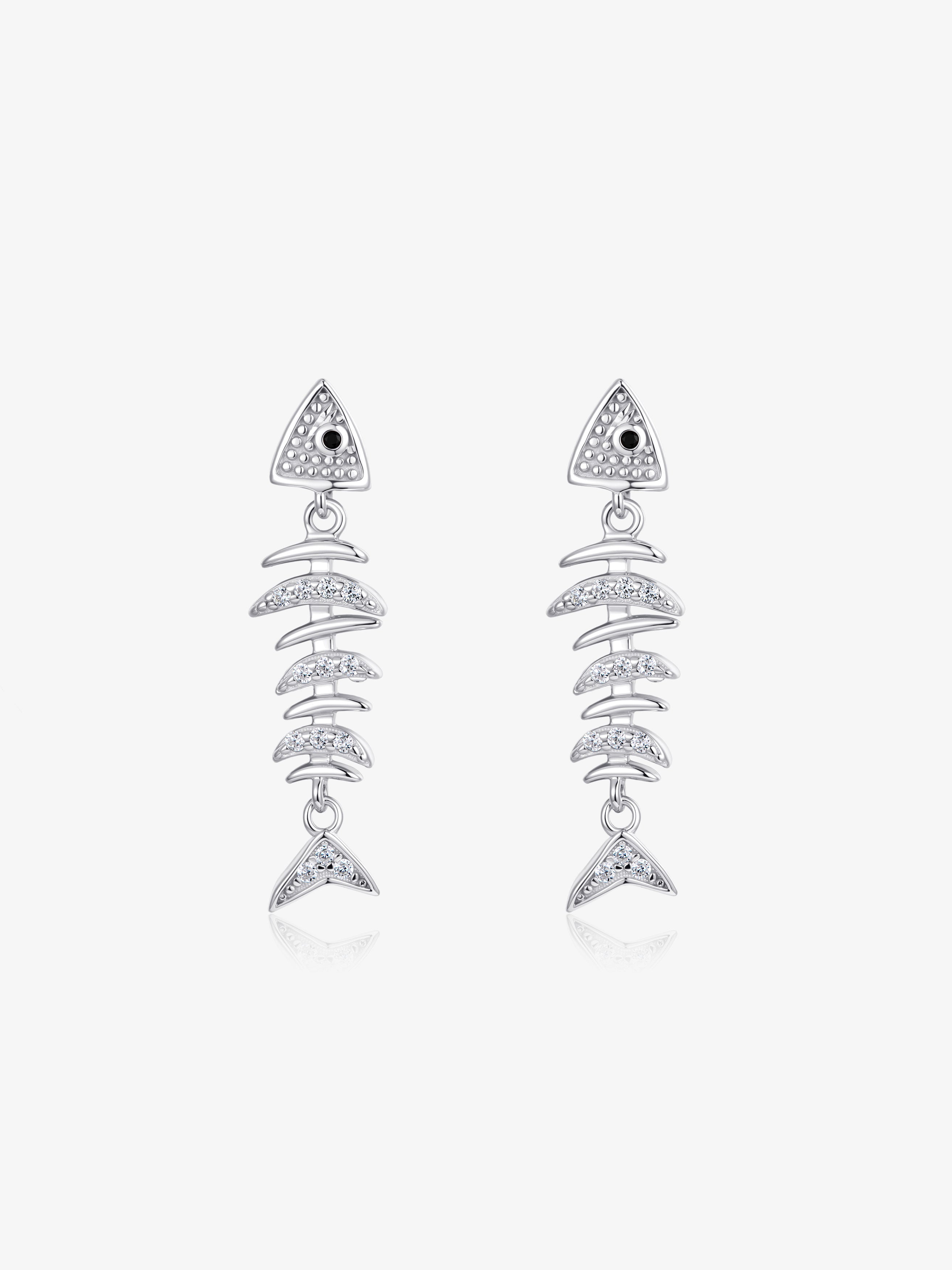 Orecchini a Forma di Lisca di Pesce in Argento Sterling