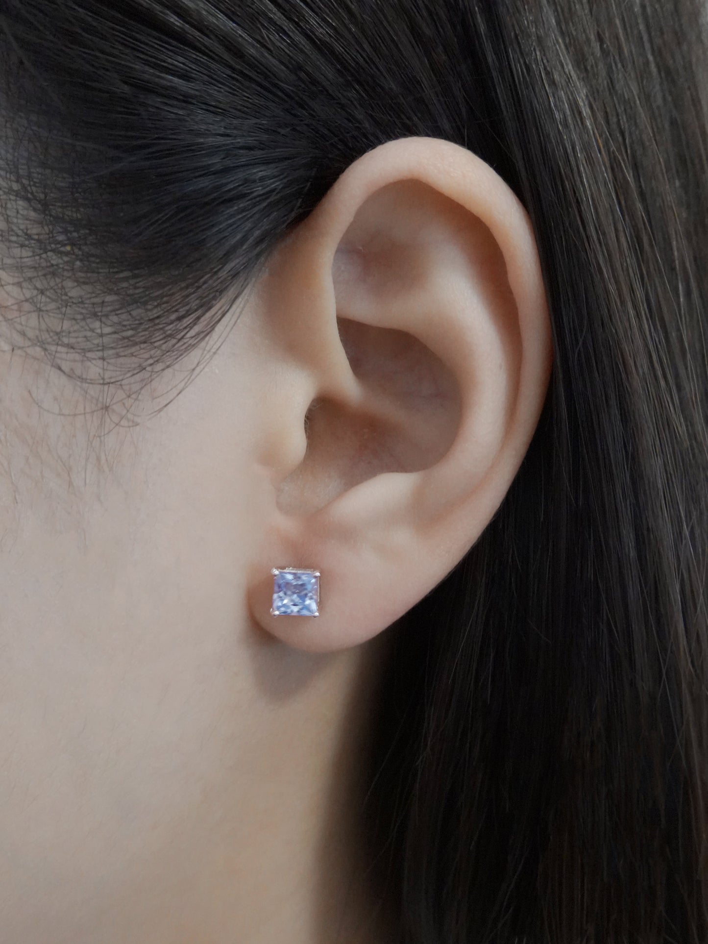 Square Light Point Earrings - Denim