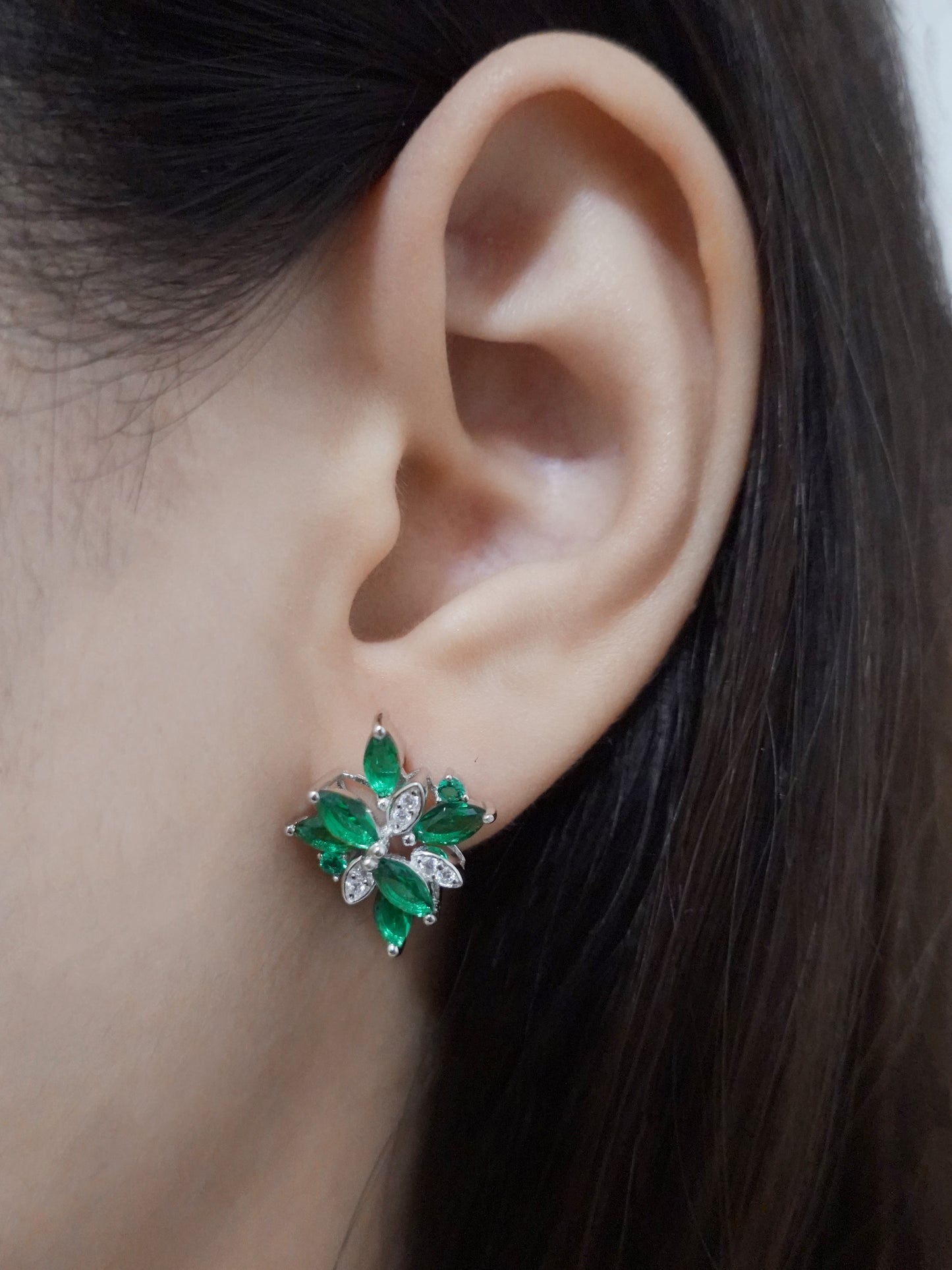 Green Floral Earrings