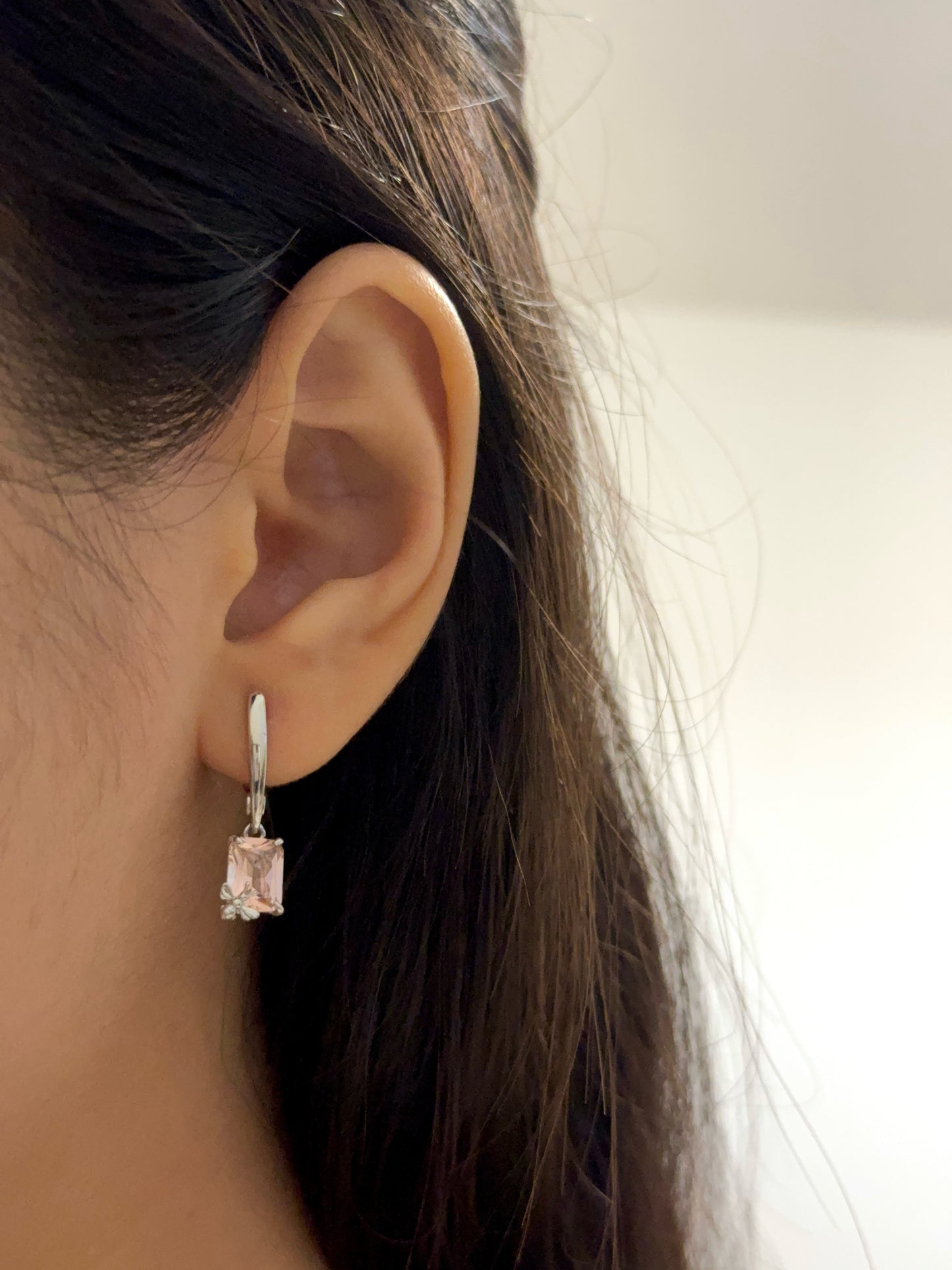 Orecchini A Cerchio Argento Morganite Ape