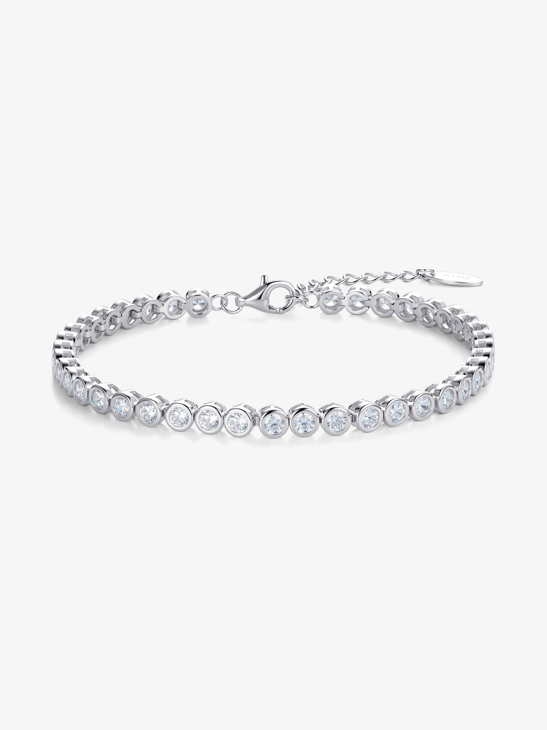 Bracciale Tennis Classico 'cipollina' In Argento 925 Rodiato Con Zirconi - Made In Italy - 3