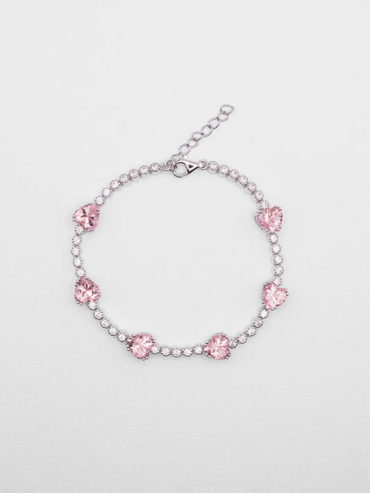 Morganite Hearts Tennis Bracelet
