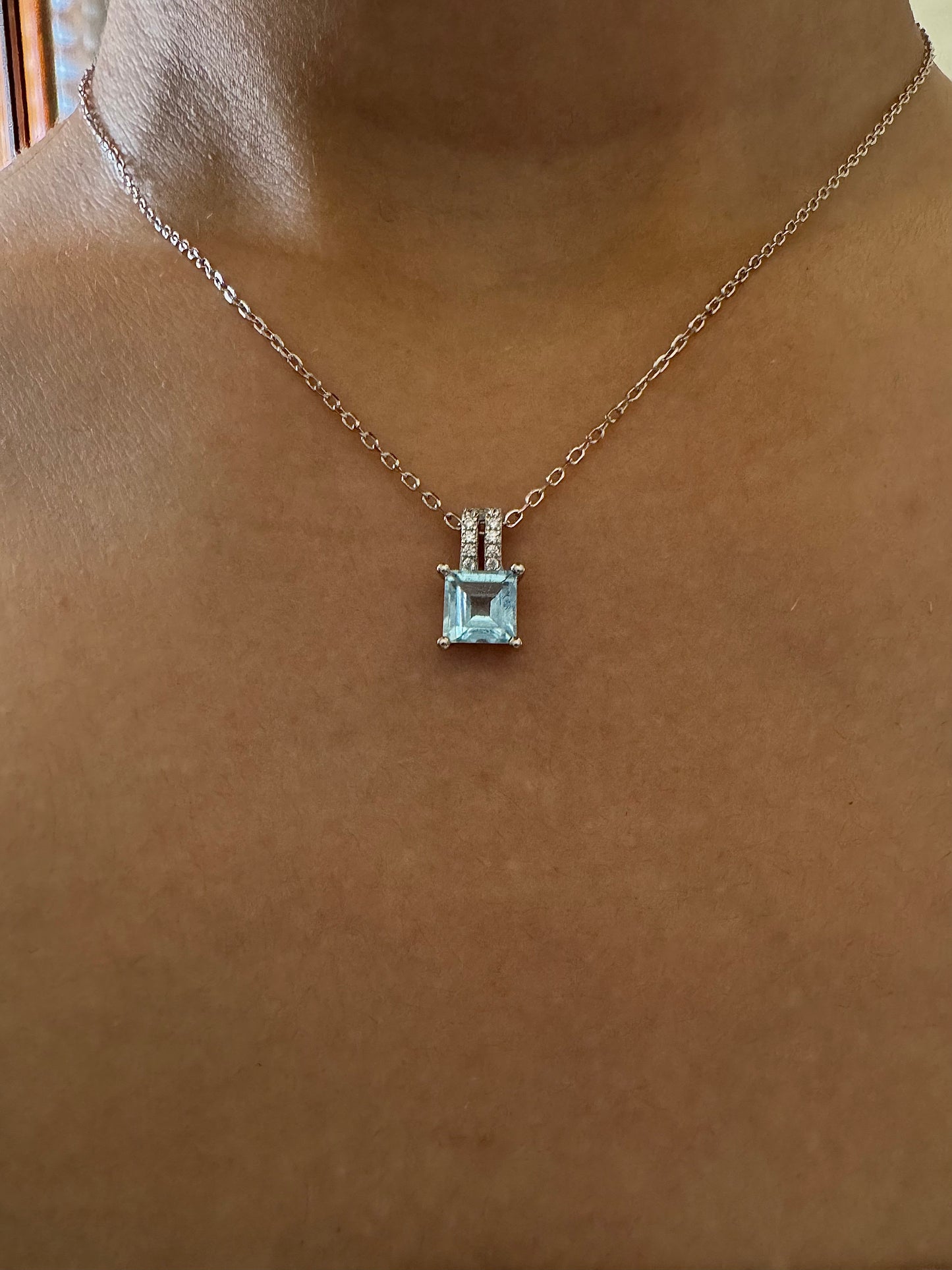 Collana Argento Topazio Square