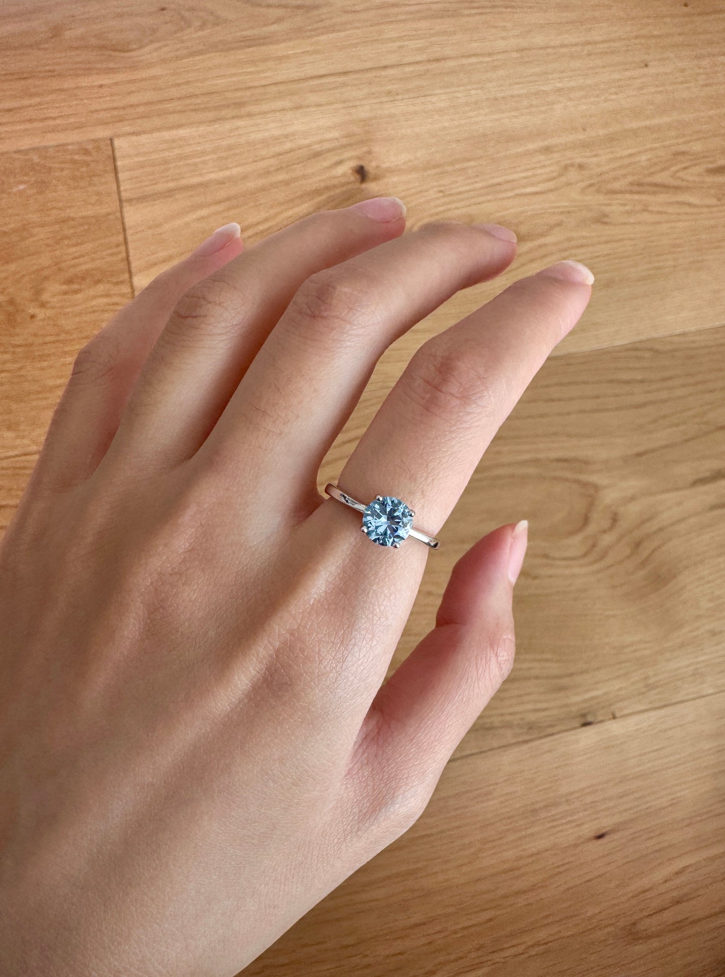 Anello Regolabile Solitario Acquamarina