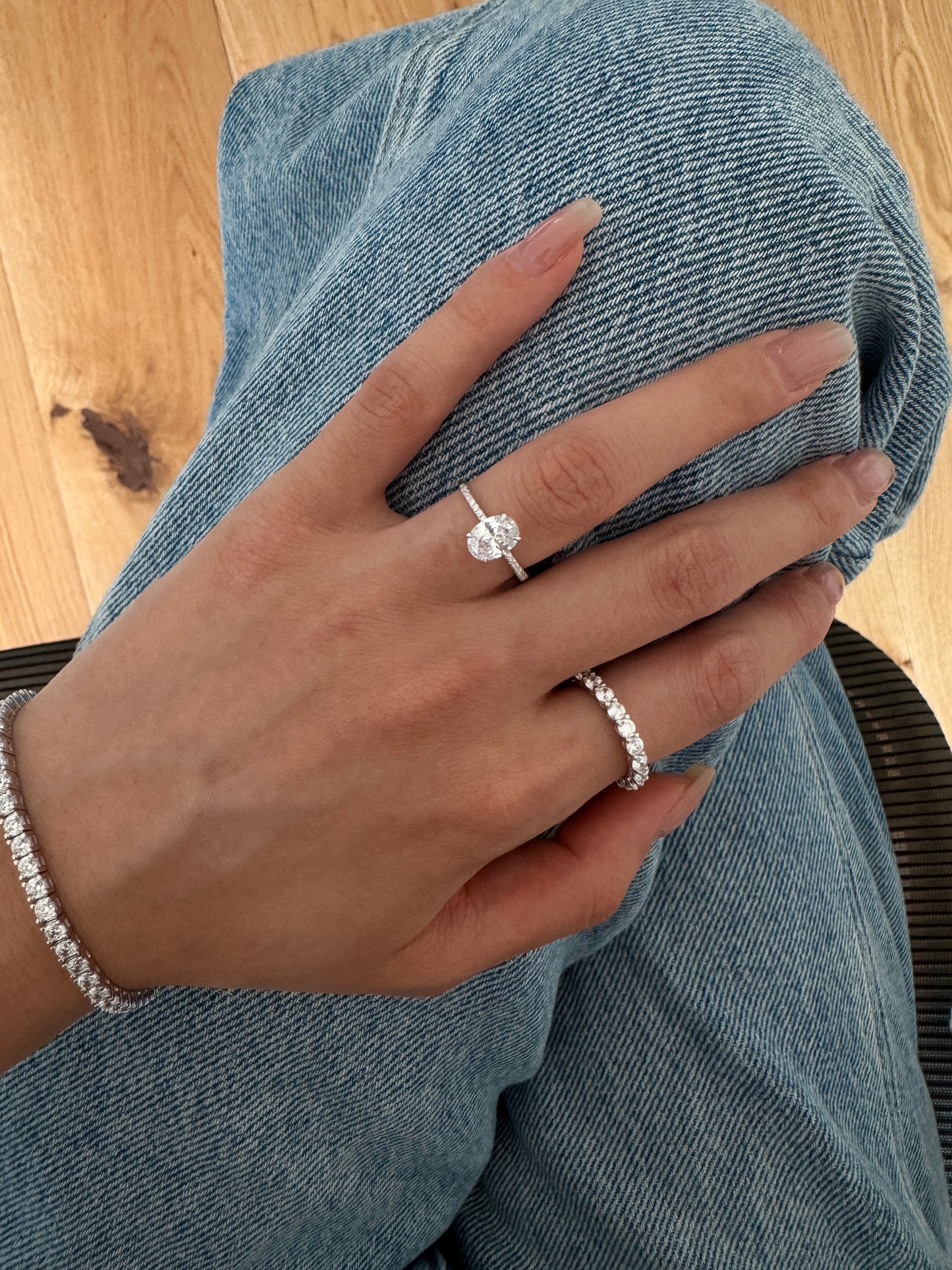 Anello Solitario Regolabile Oval