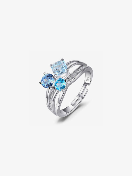 Anello Argento Regolabile Trilogy Blu