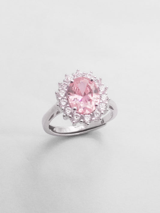 Anello Argento Regolabile Fiore Kate - Rosa Scuro