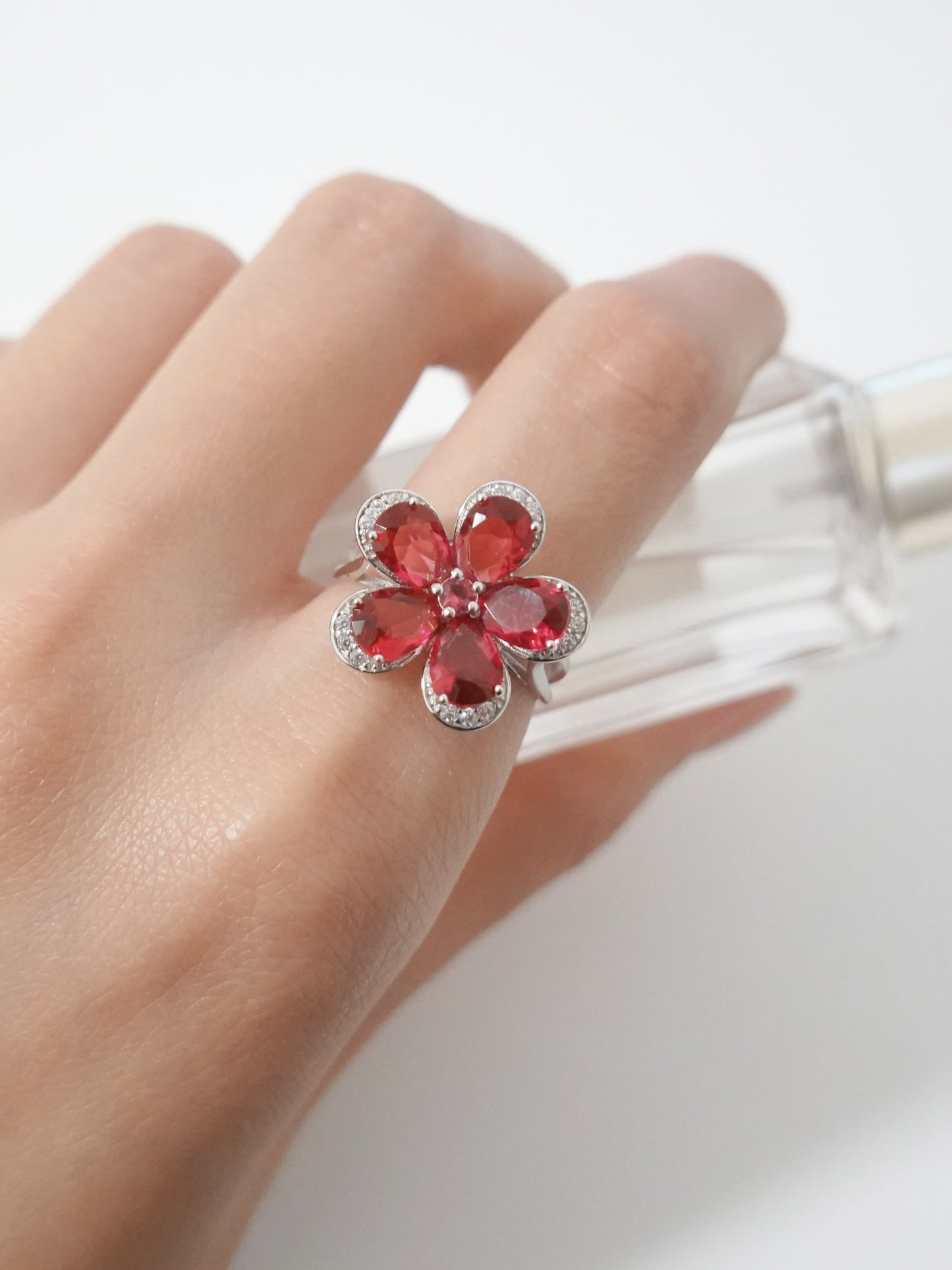 Anello Argento Fiore Fucsia