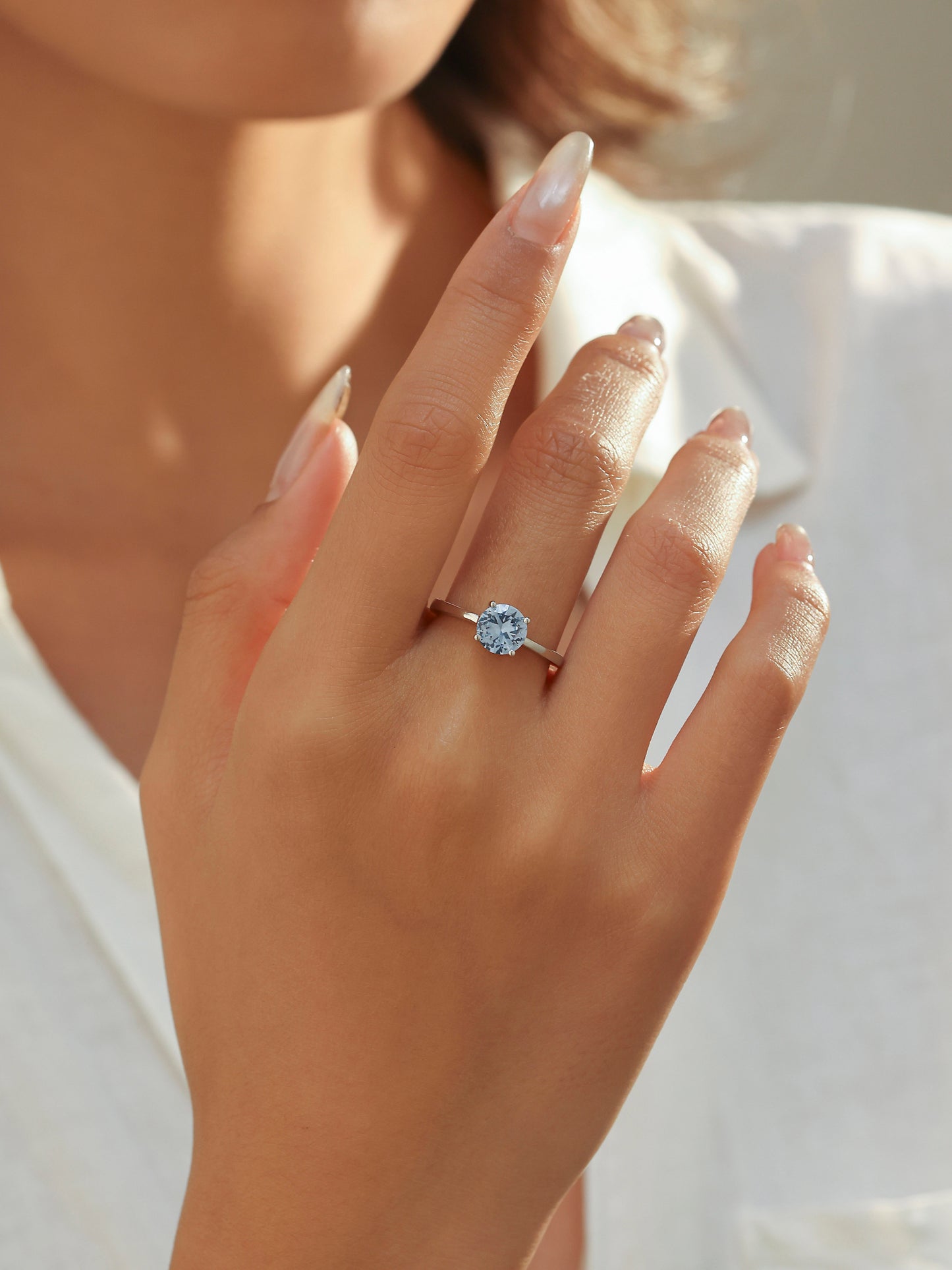 Anello Regolabile Solitario Acquamarina