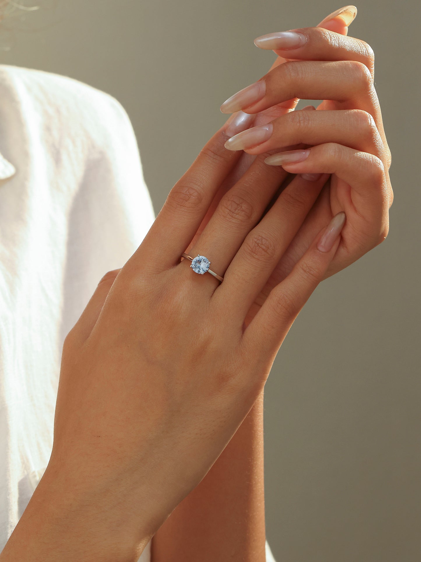 Anello Regolabile Solitario Acquamarina