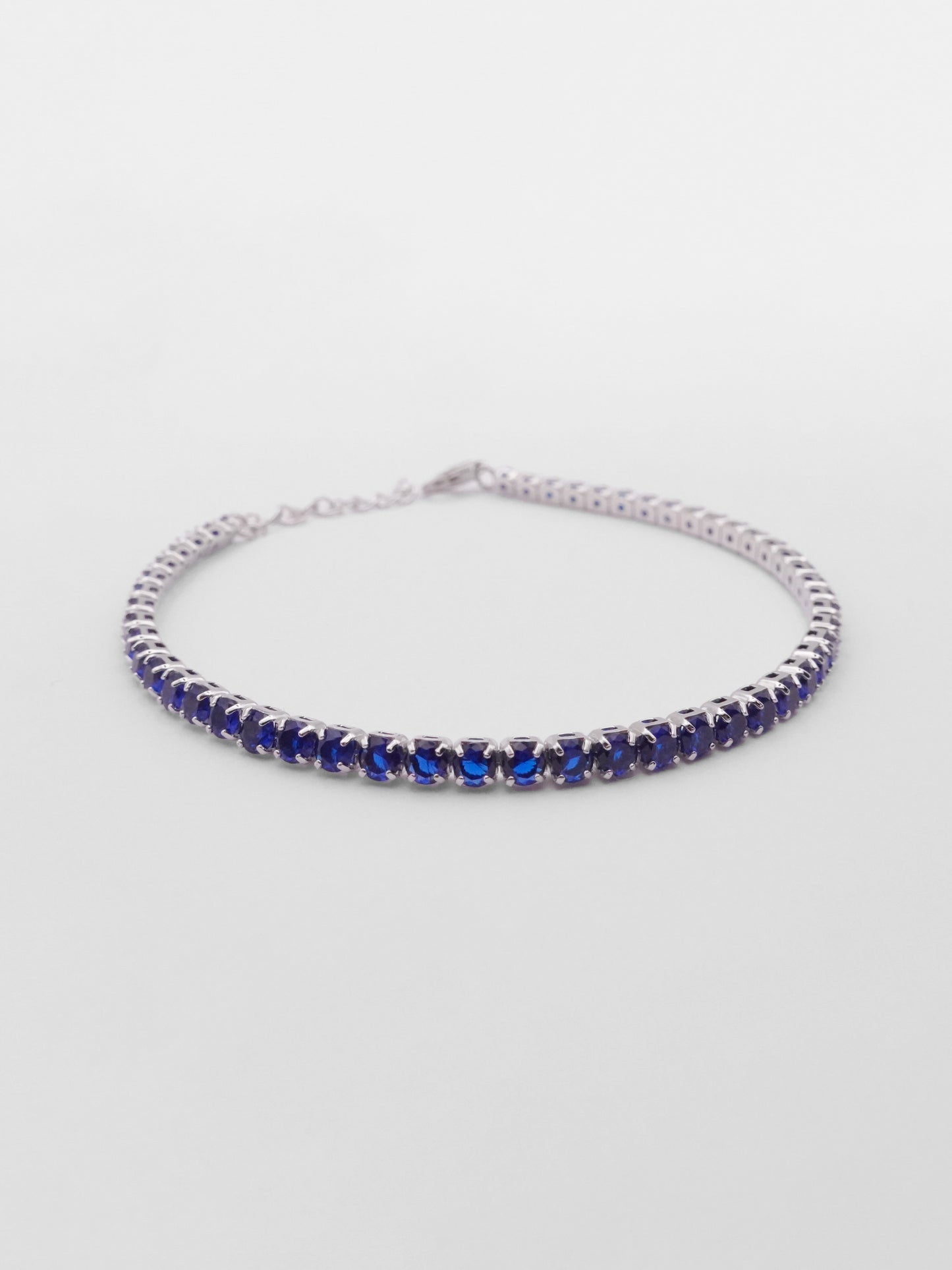 Bracciale Tennis 3mm Argento con Zirconi Blu