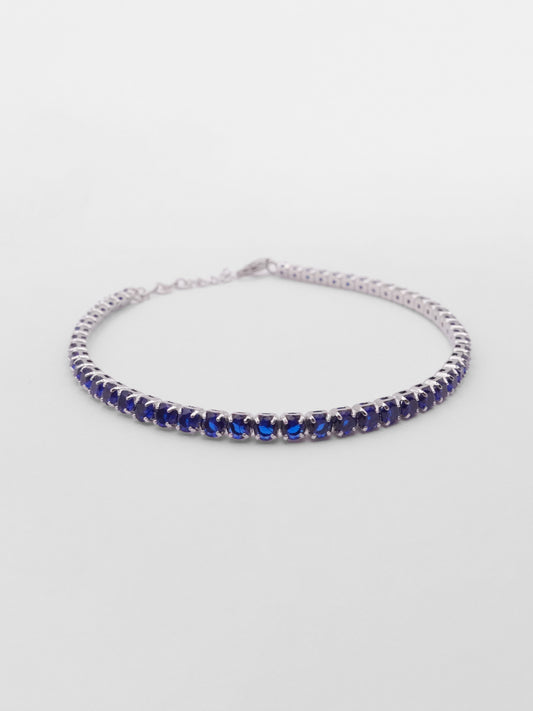 Bracciale Tennis 3mm Argento con Zirconi Blu