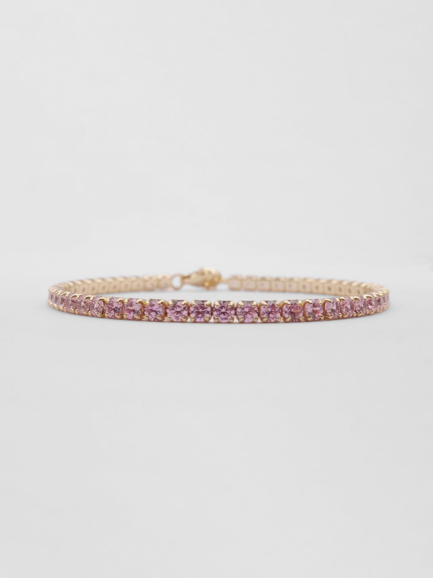 Bracciale Tennis 3mm Argento con Zirconi Rosa Placcato Oro