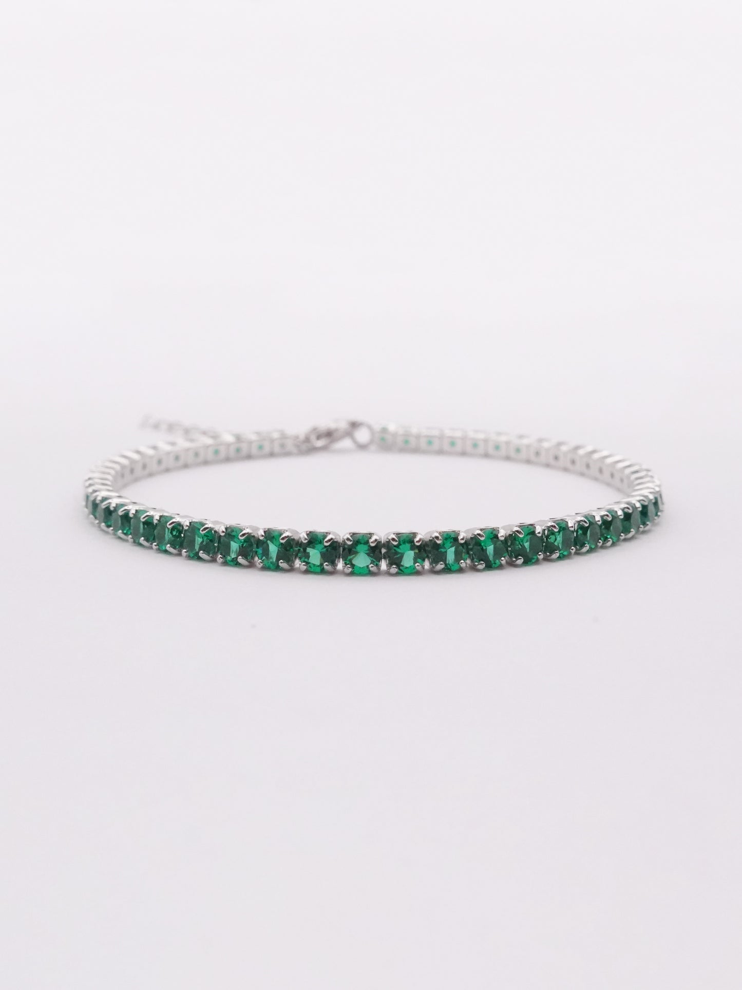 Bracciale Tennis 3mm Argento con Zirconi Verdi