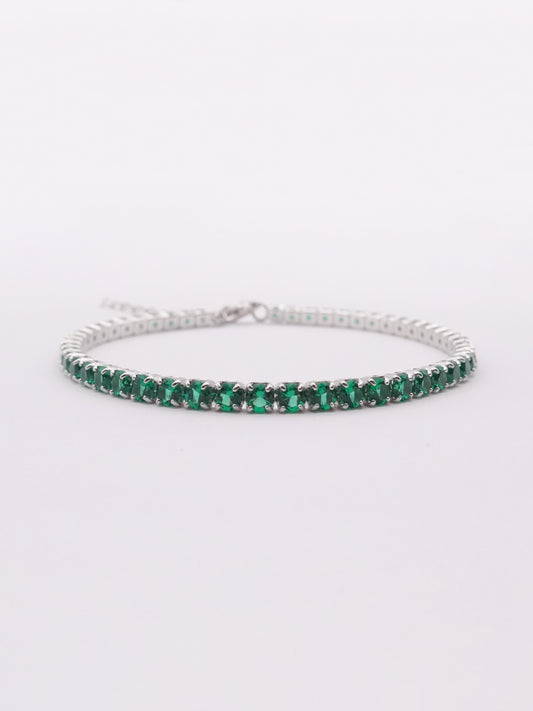 Bracciale Tennis 3mm Argento con Zirconi Verdi