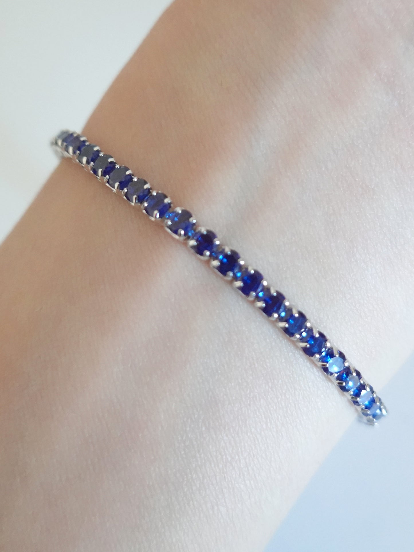 Bracciale Tennis 3mm Argento con Zirconi Blu