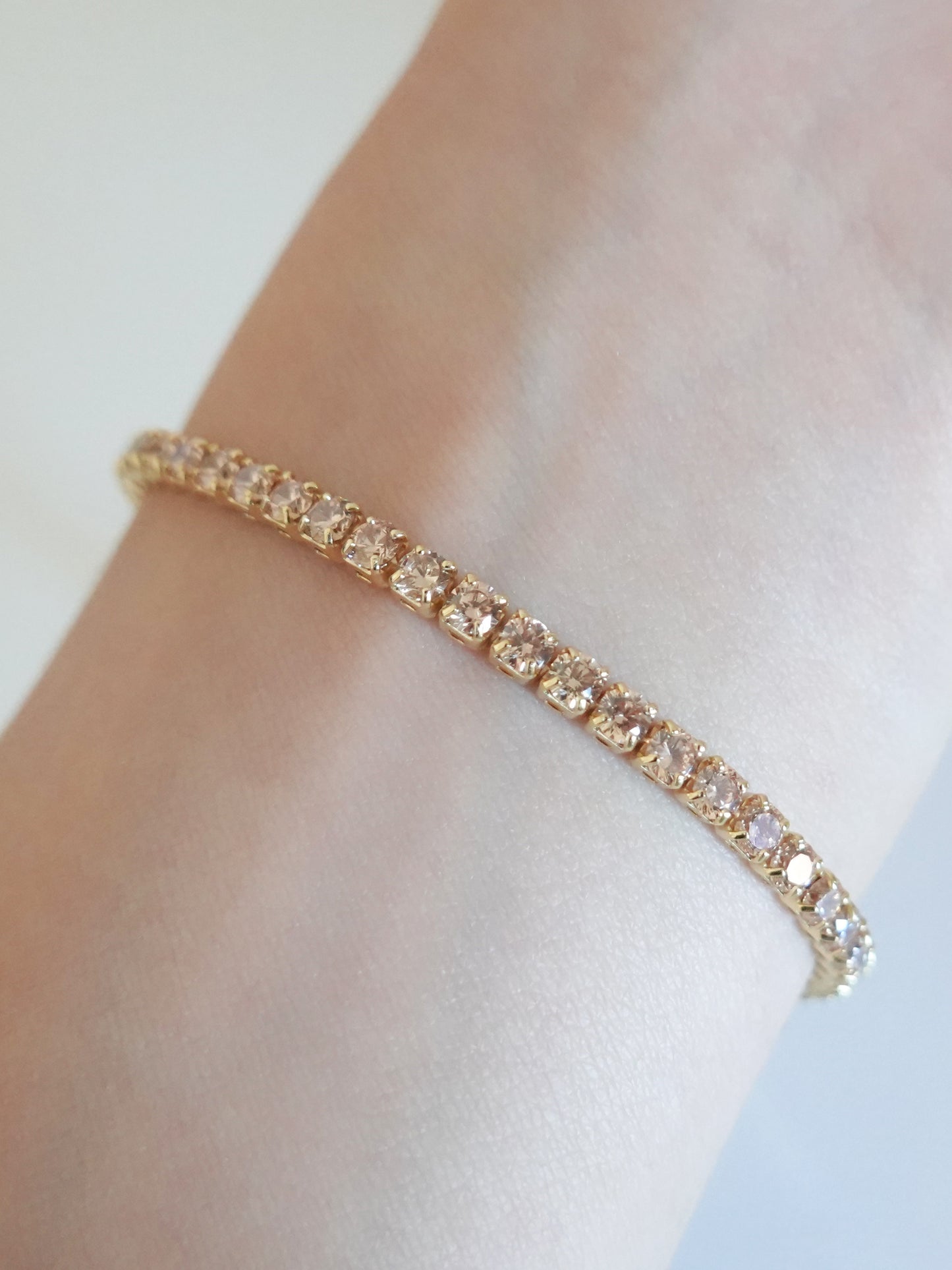 Bracciale Tennis 3mm Argento con Zirconi Champagne Placcato Oro