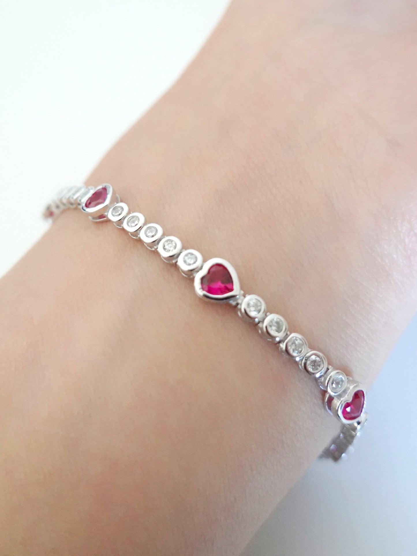 Bracciale Tennis Cuori Argento Romantic Love