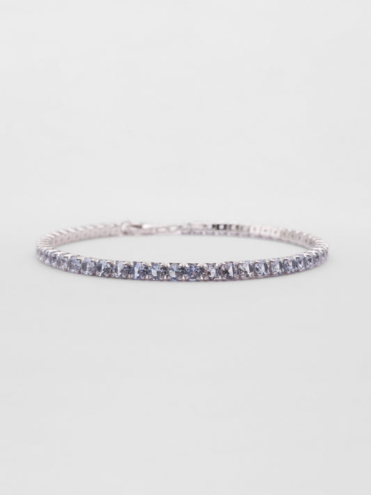 Bracciale Tennis 3mm Argento con Zirconi Blu Denim