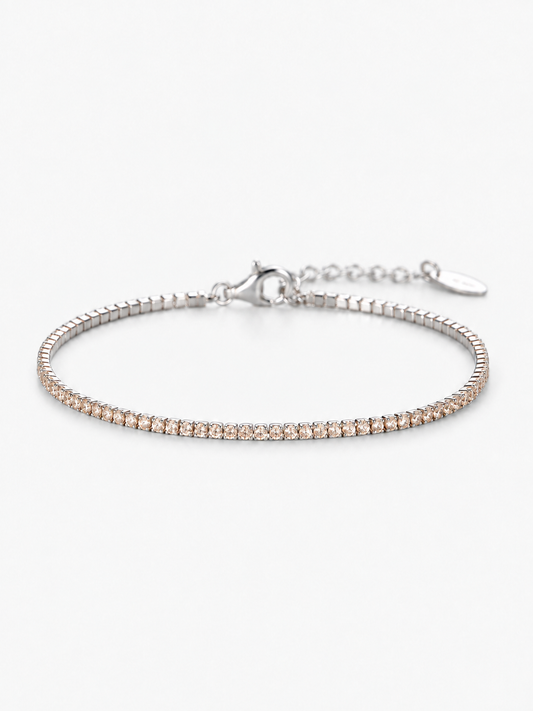 Bracciale Tennis 1,5 mm champagne con finitura rodiata