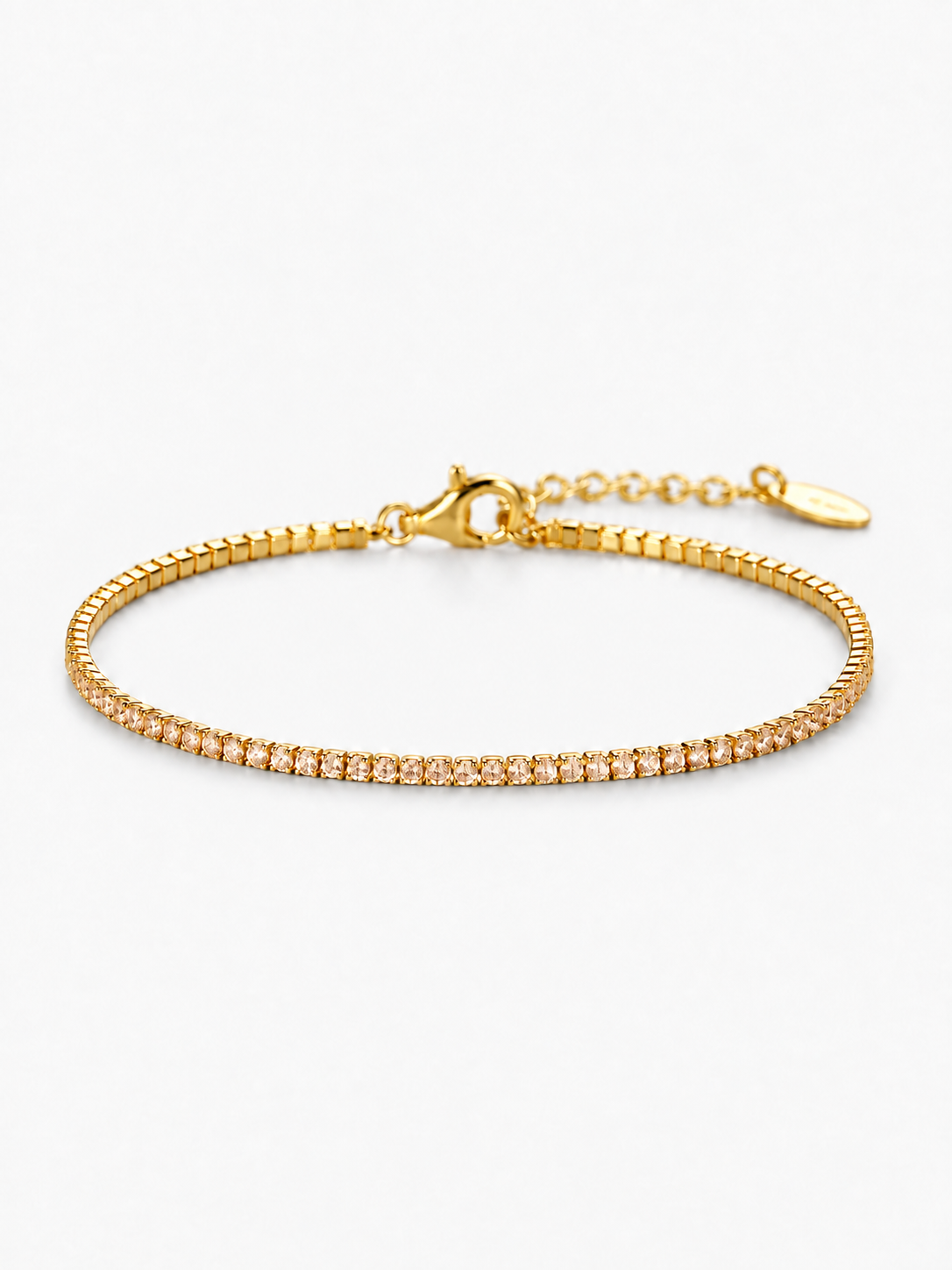 Champagne 1.5 mm tennis bracelet with gold-plated finish