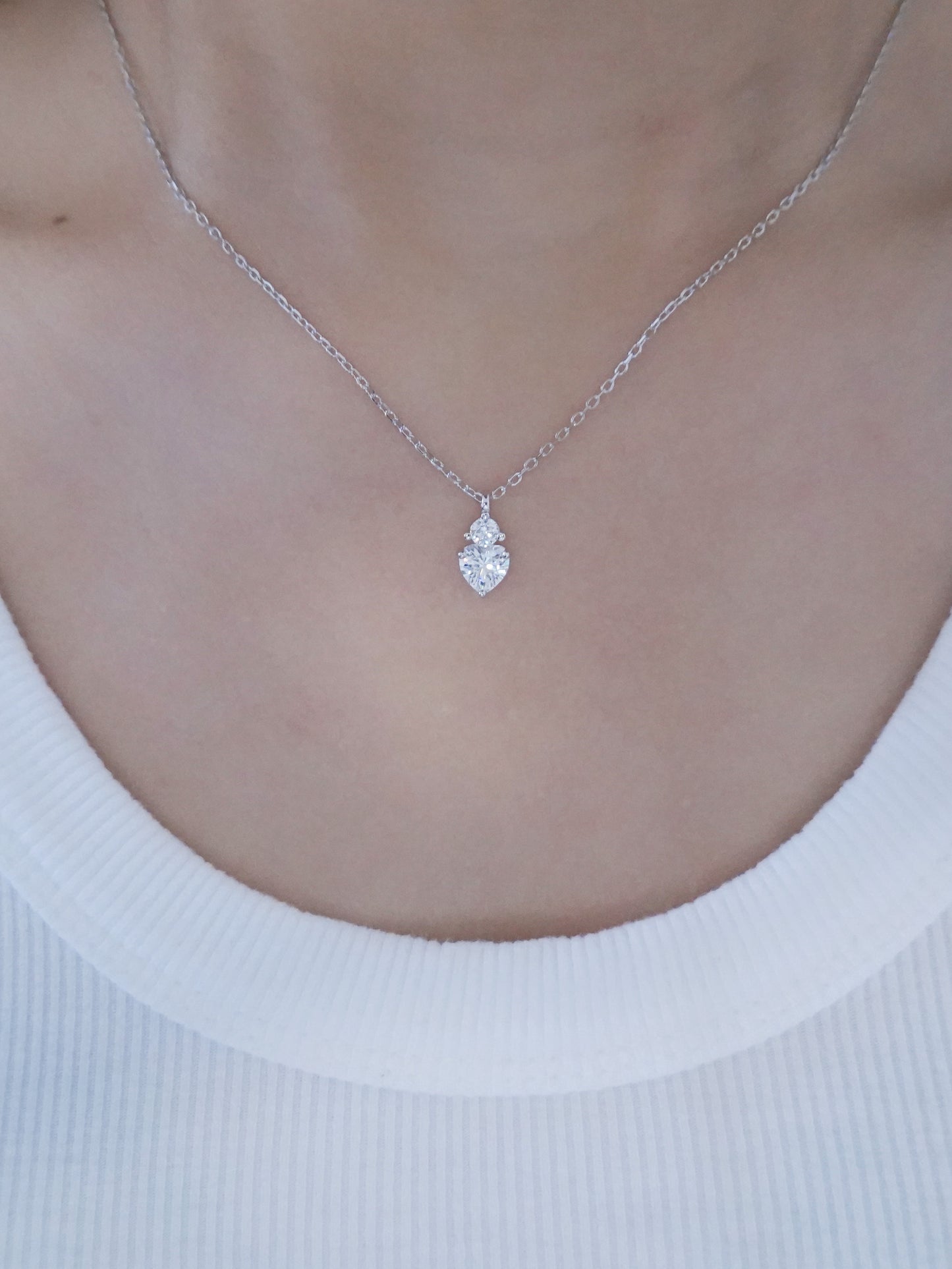 Collana Argento Cuore di Luce-Bianco