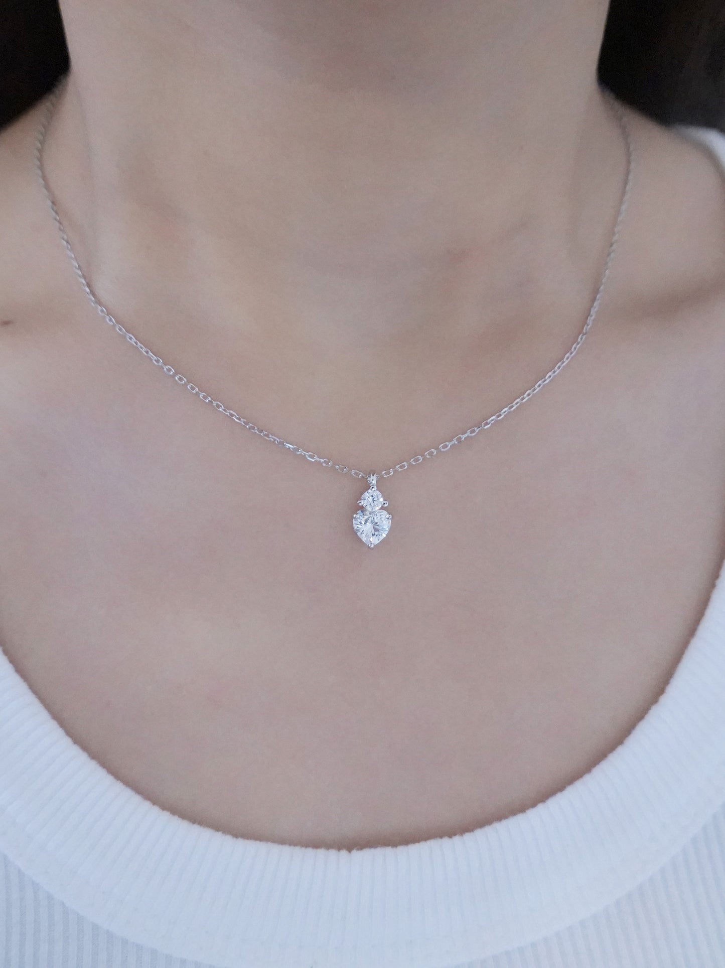 Collana Argento Cuore di Luce-Bianco