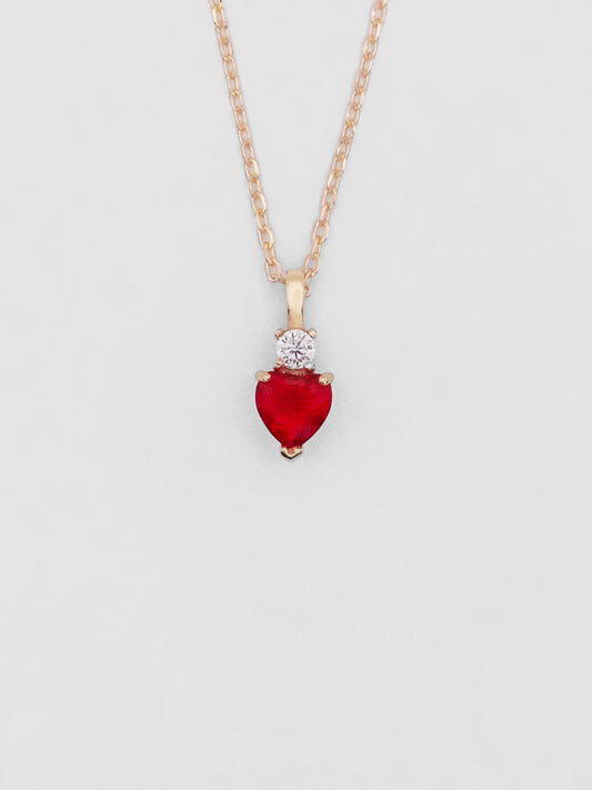 Collana Argento Cuore di Luce-Rosso