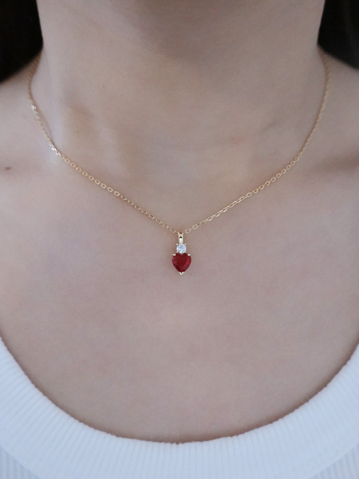 Collana Argento Cuore di Luce-Rosso