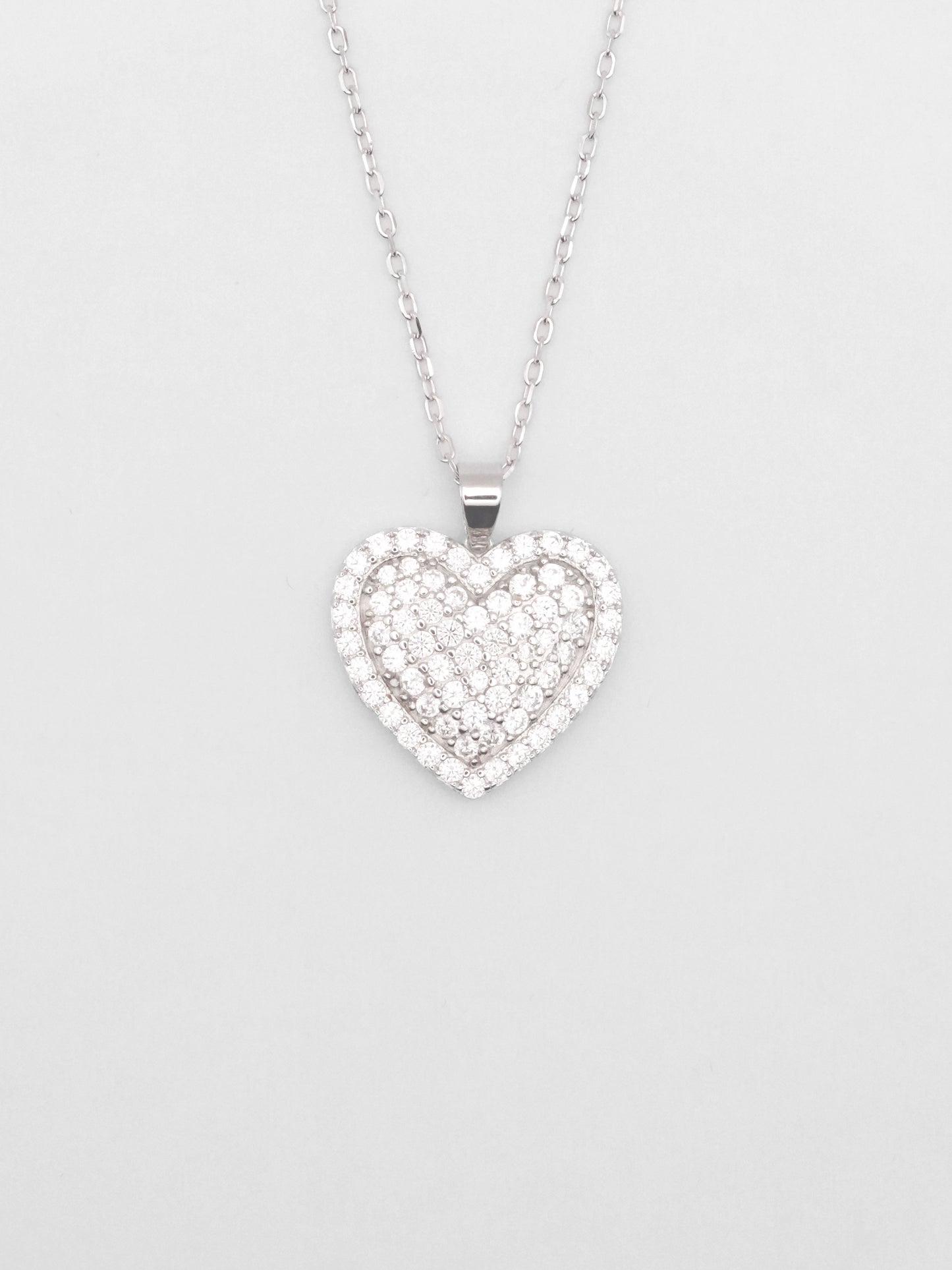 Collana Argento Cuore Pavé