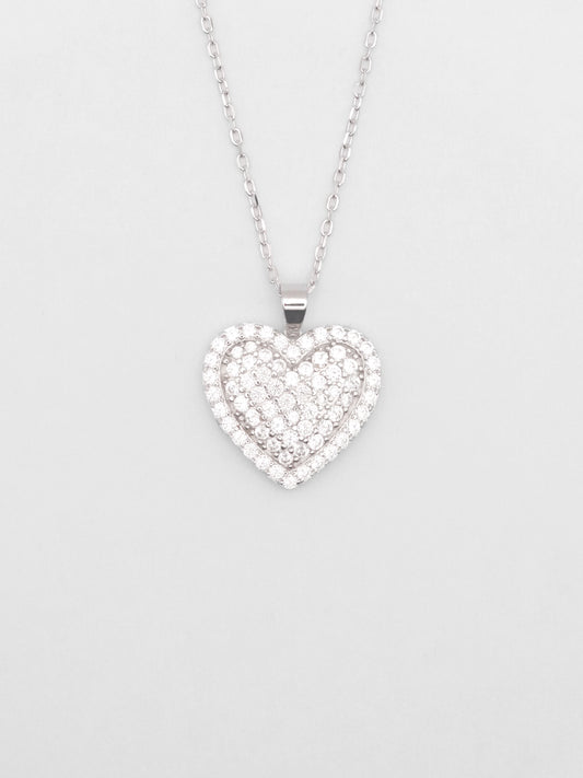 Collana Argento Cuore Pavé