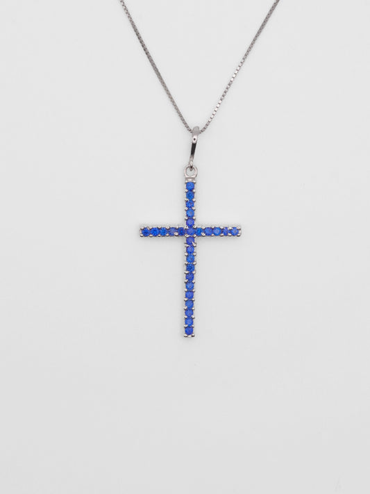 Collana Argento Croce Blu