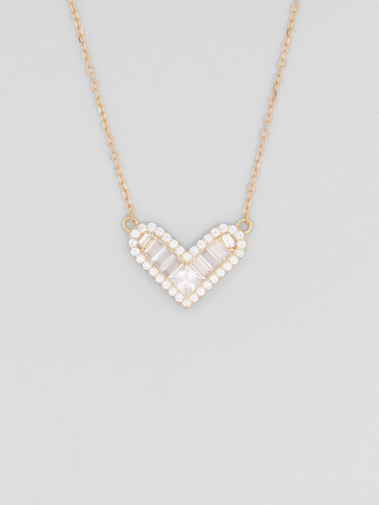 Collana Argento Cuore Pavé Baguette