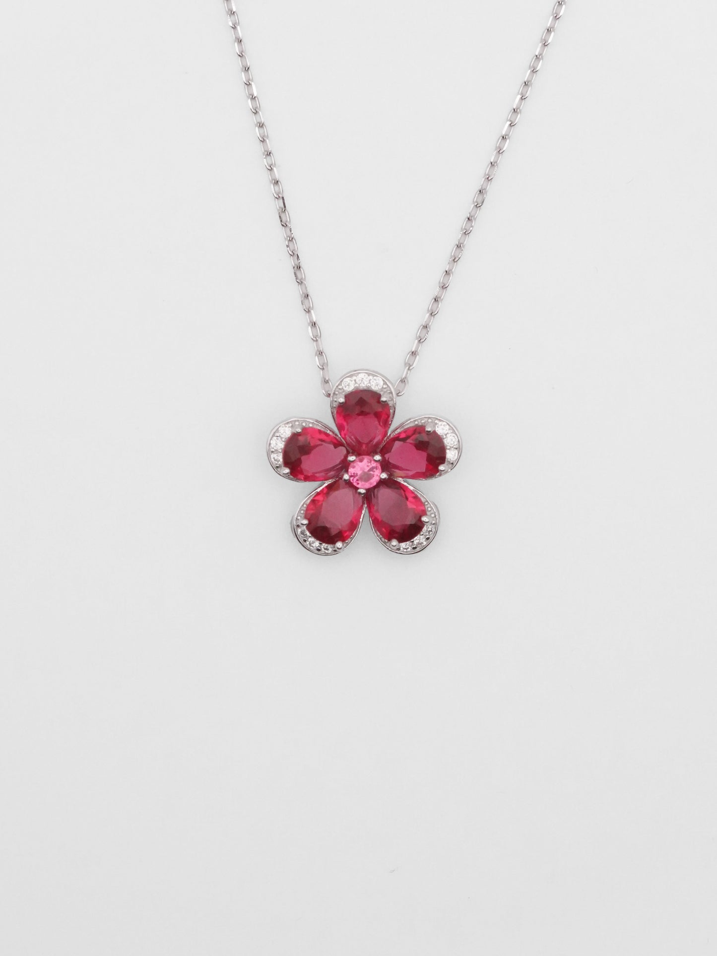 Collana Argento Fiore Fucsia