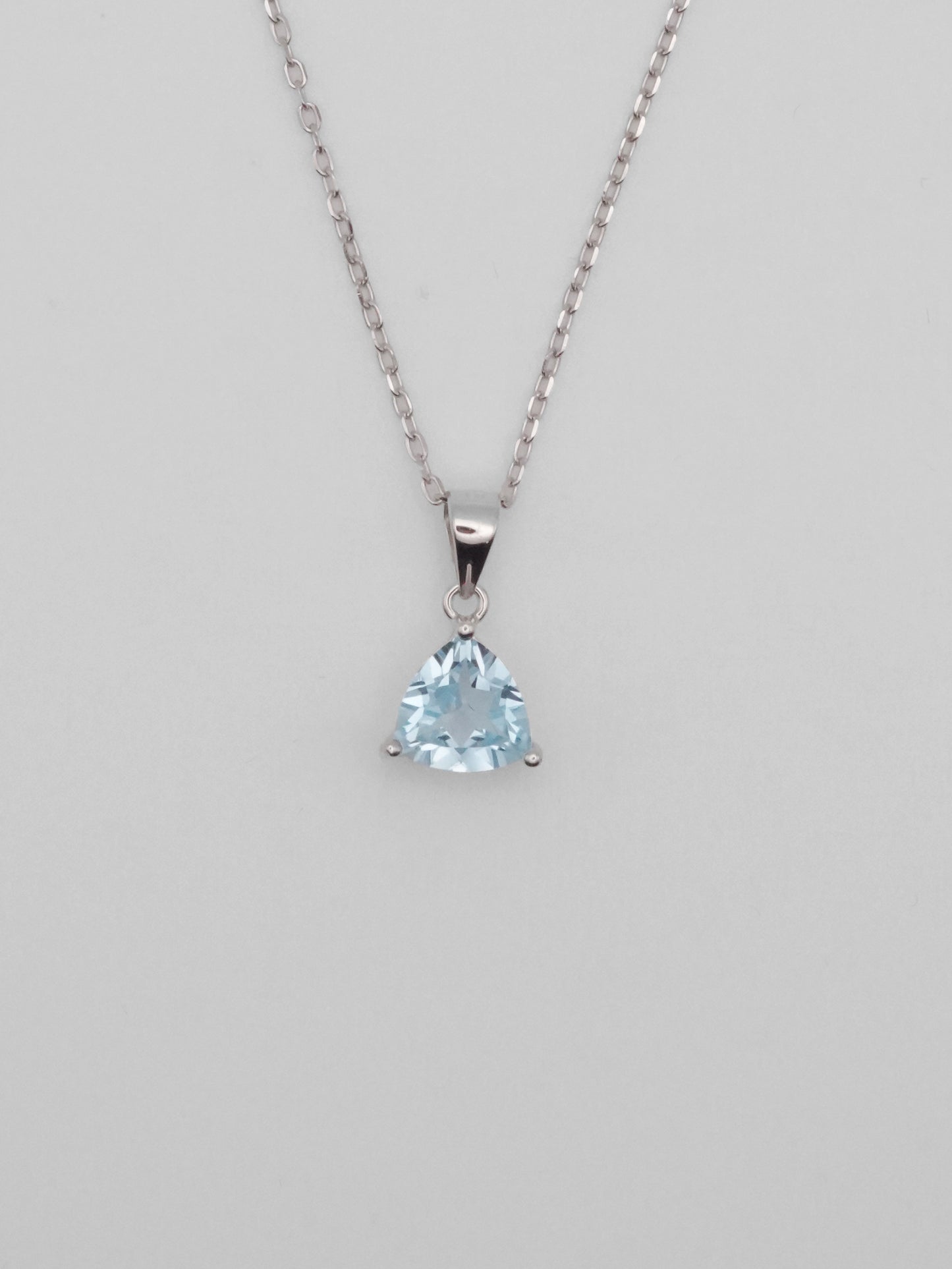 Silver Necklace Point Light Topaz Triangular