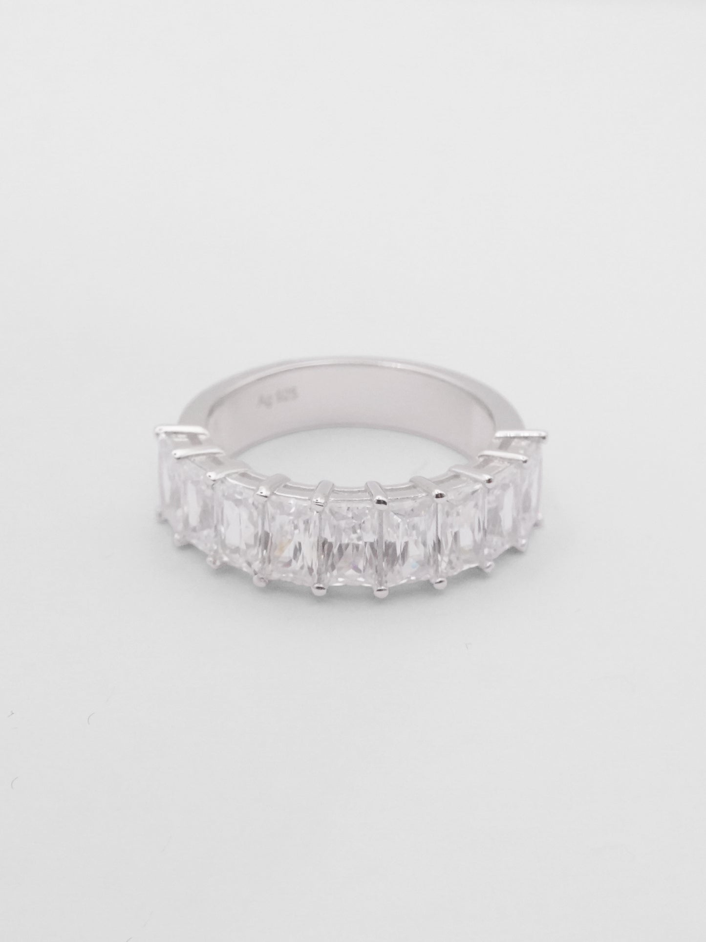 Anello Argento Semi-Eternity Baguette