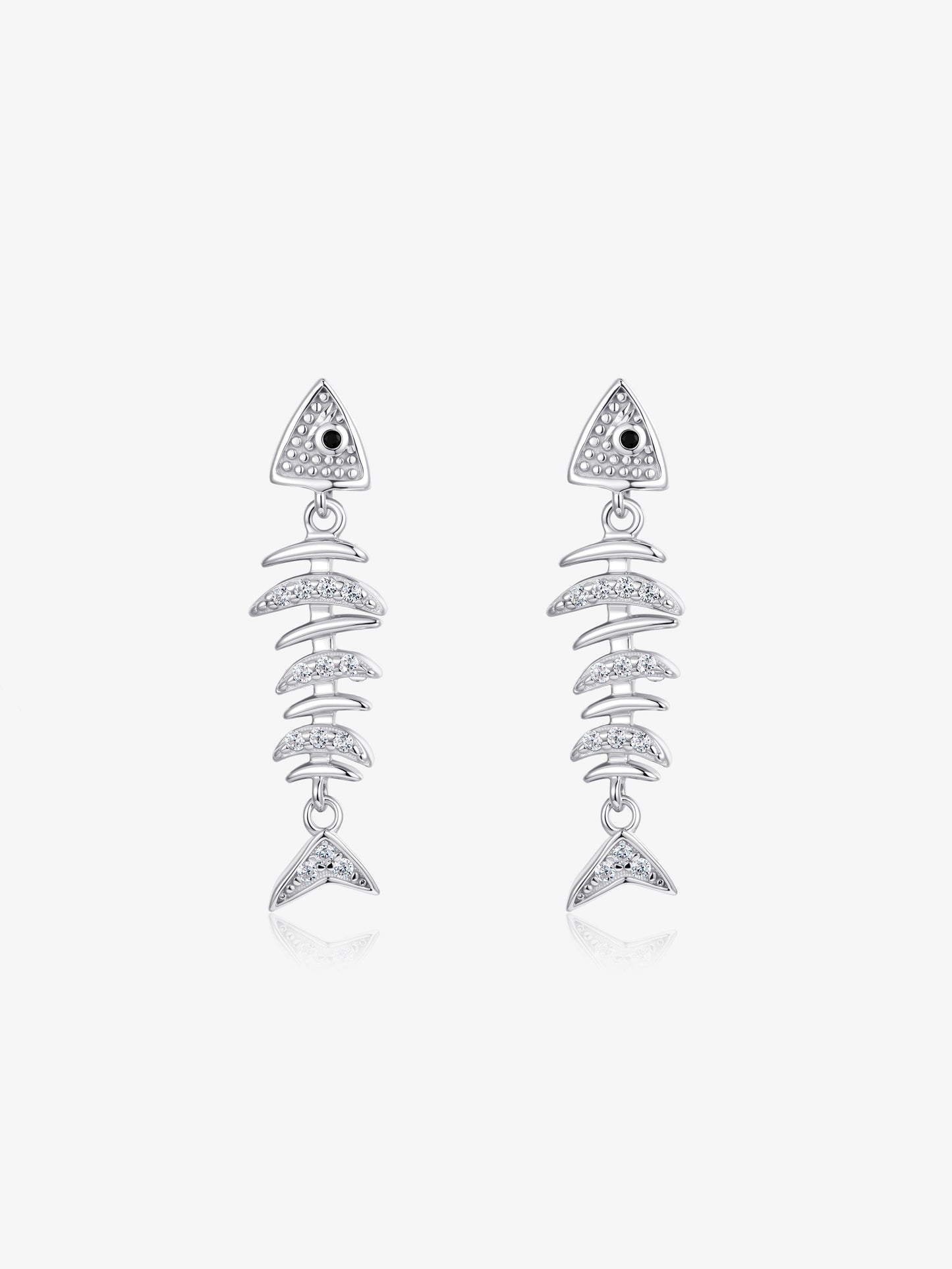 Silver Fishbone Drop Earrings