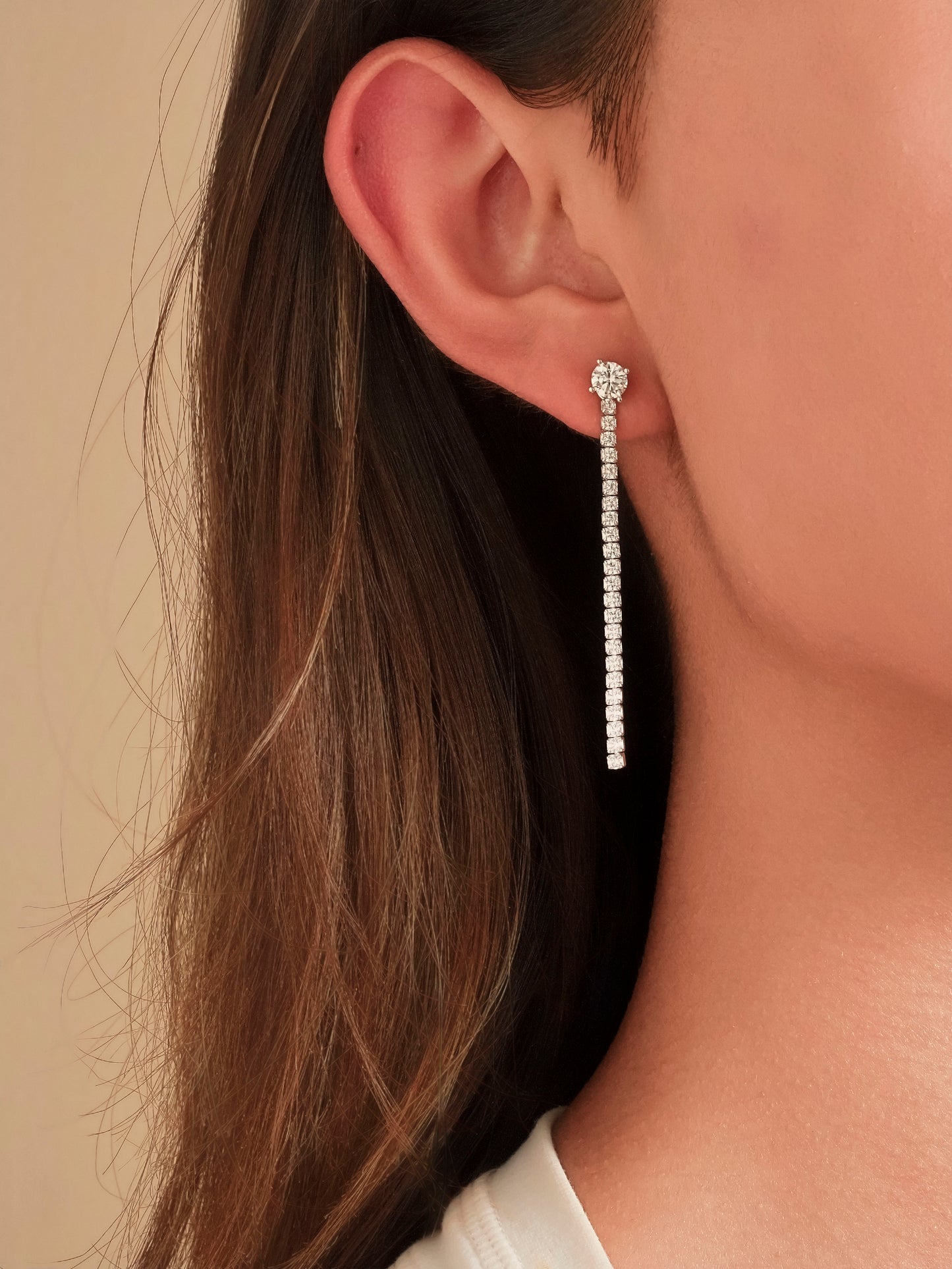 Silver Tennis Drop Earrings