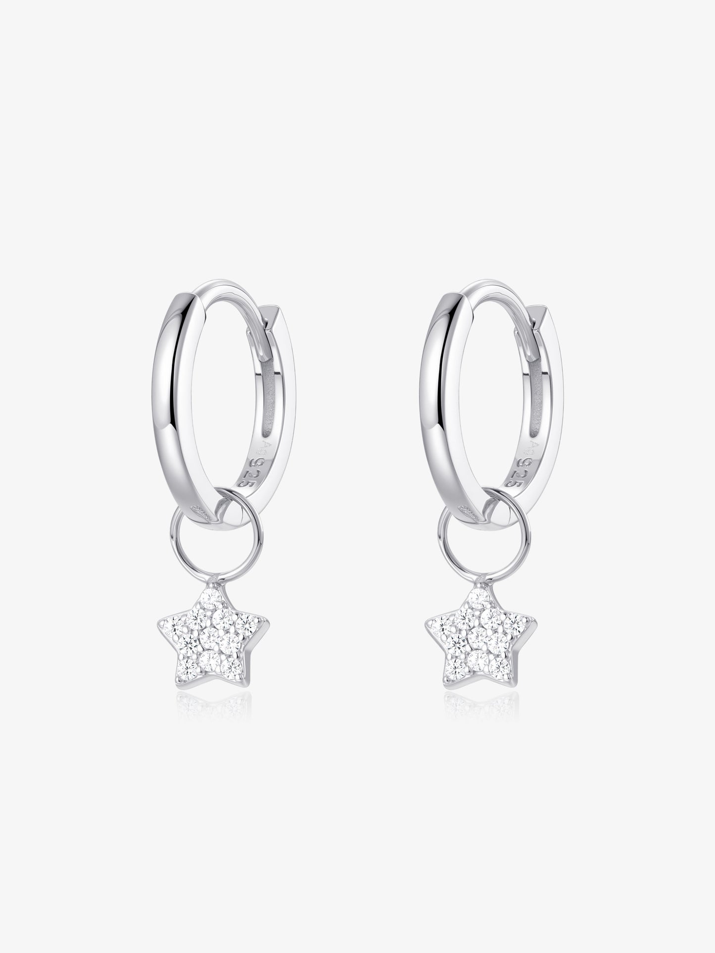 Silver Hoop Earrings with Removable Star Pendant