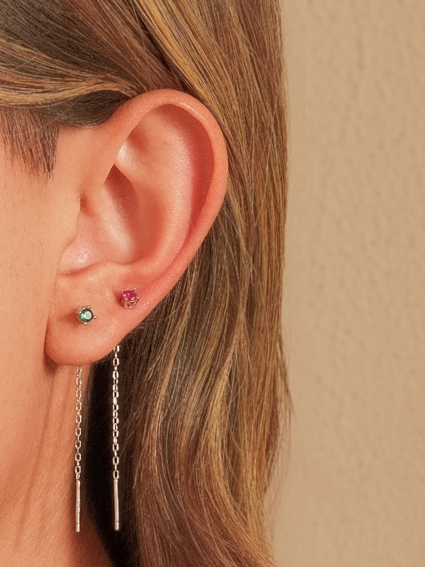 Orecchino Saliscendi Argento Punto Luce 3mm - Placcato Oro